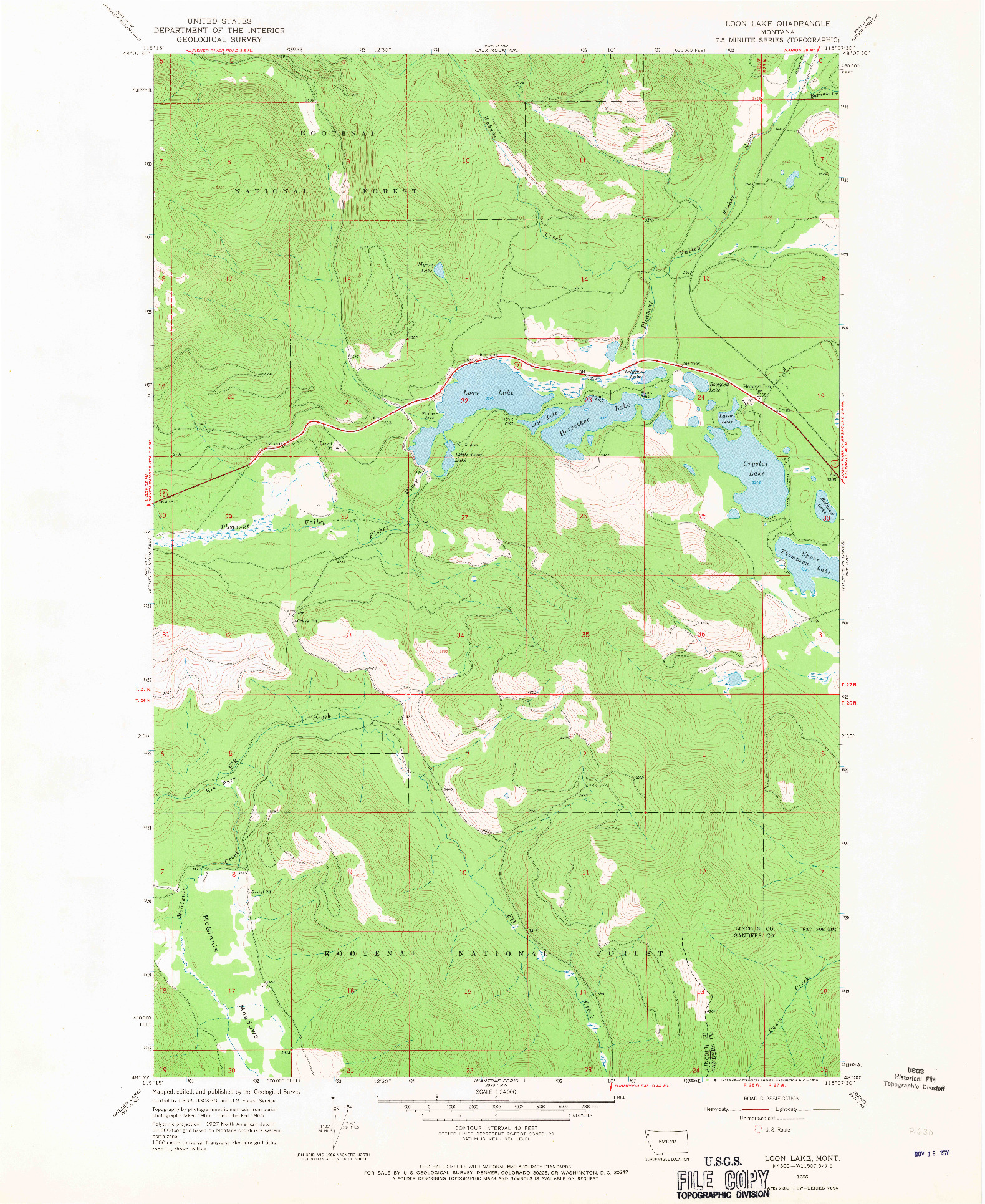 USGS 1:24000-SCALE QUADRANGLE FOR LOON LAKE, MT 1966