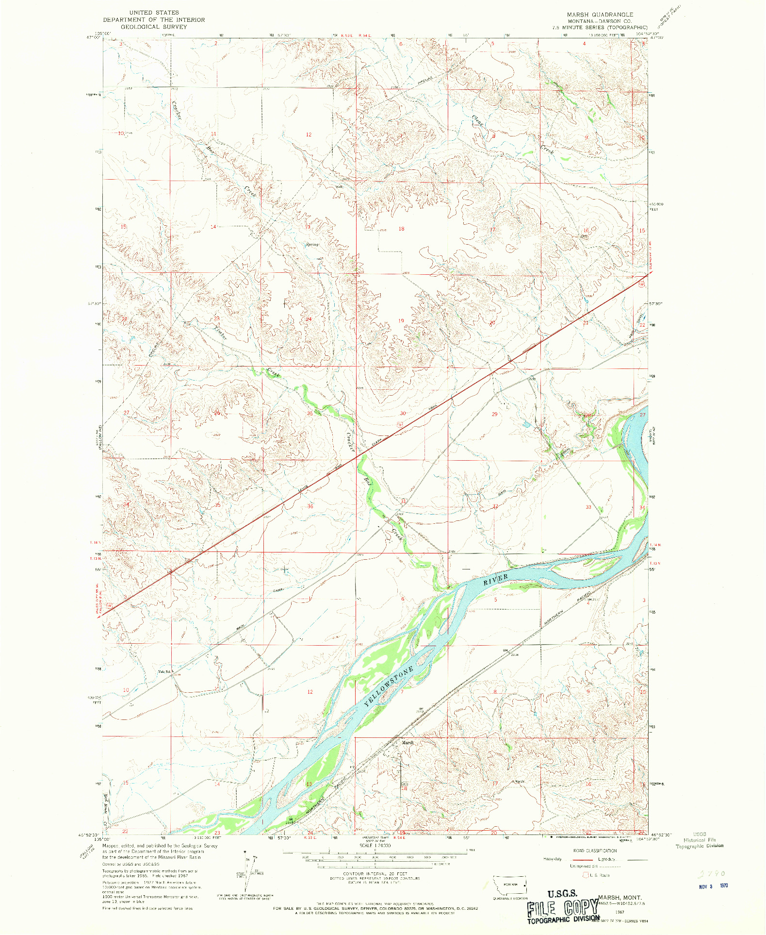 USGS 1:24000-SCALE QUADRANGLE FOR MARSH, MT 1967