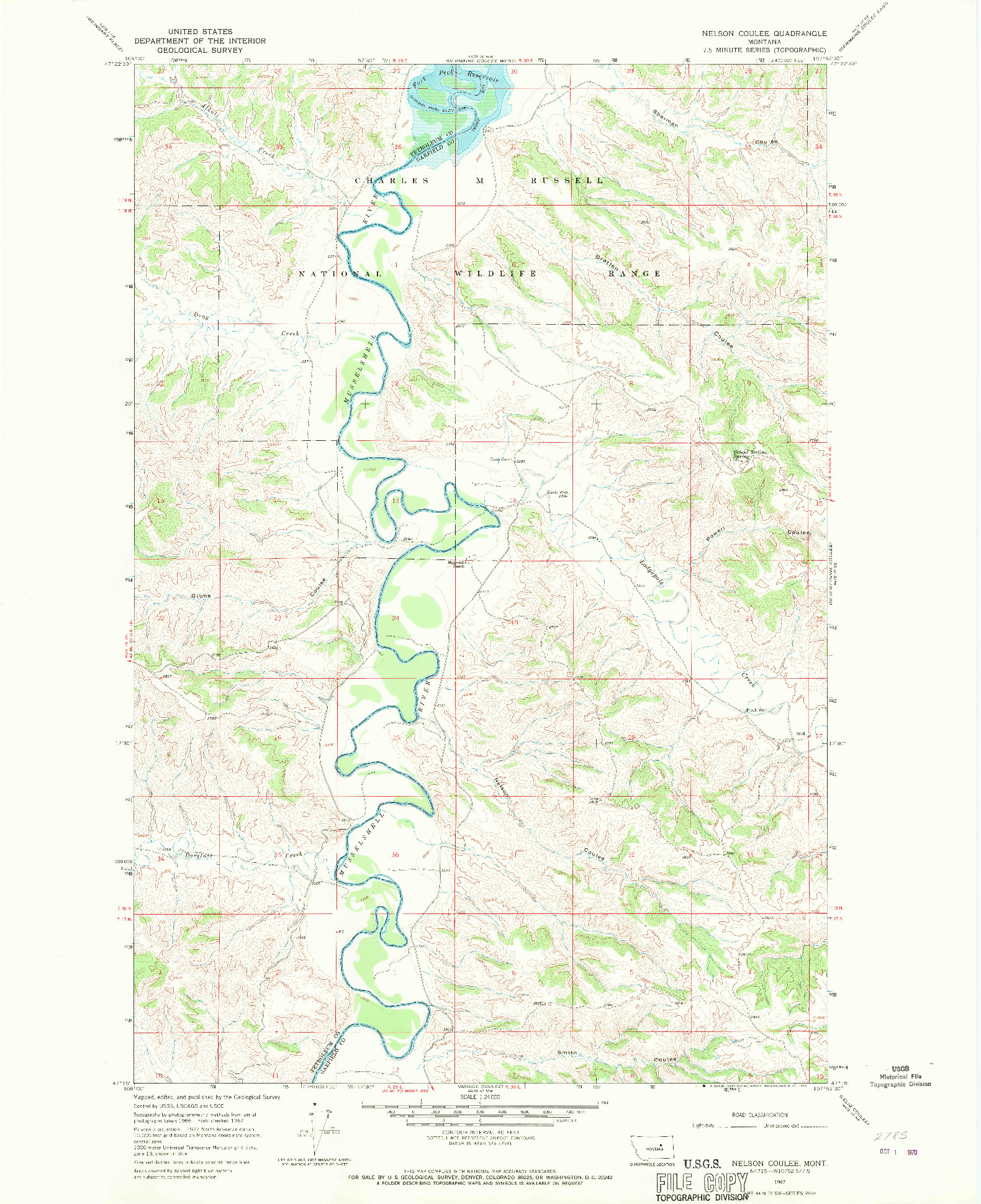 USGS 1:24000-SCALE QUADRANGLE FOR NELSON COULEE, MT 1967