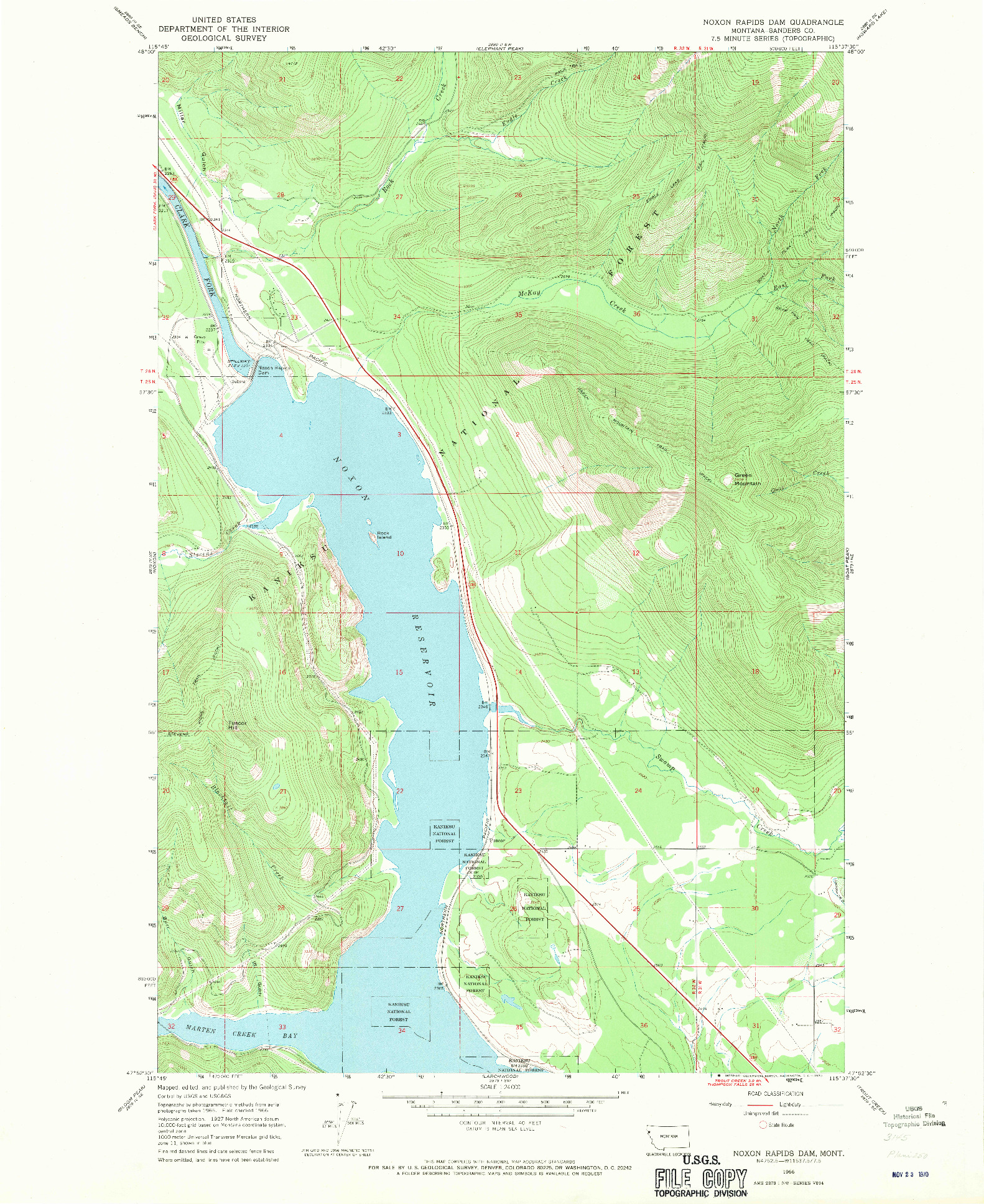 USGS 1:24000-SCALE QUADRANGLE FOR NOXON RAPIDS DAM, MT 1966