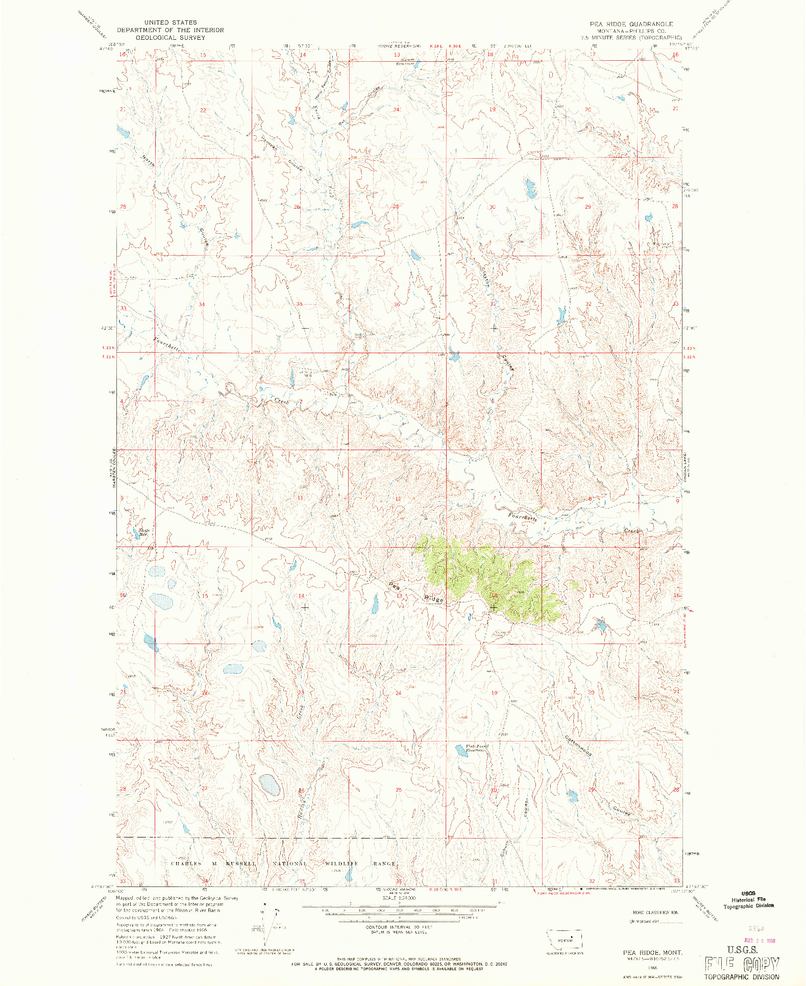 USGS 1:24000-SCALE QUADRANGLE FOR PEA RIDGE, MT 1965