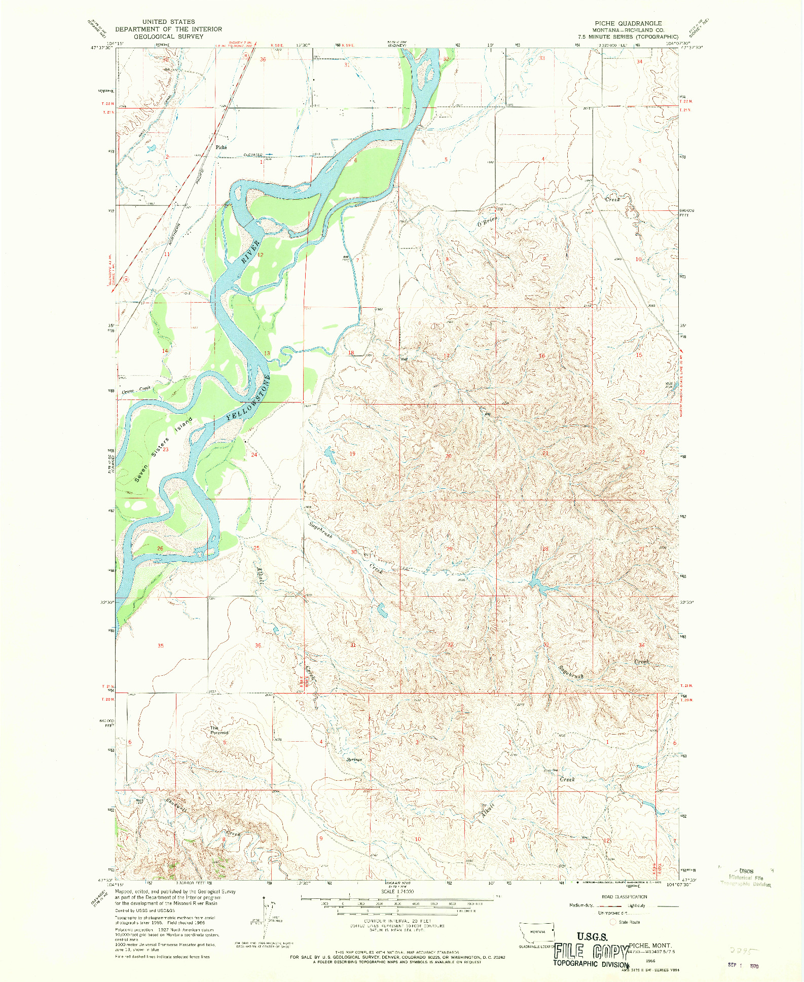 USGS 1:24000-SCALE QUADRANGLE FOR PICHE, MT 1966
