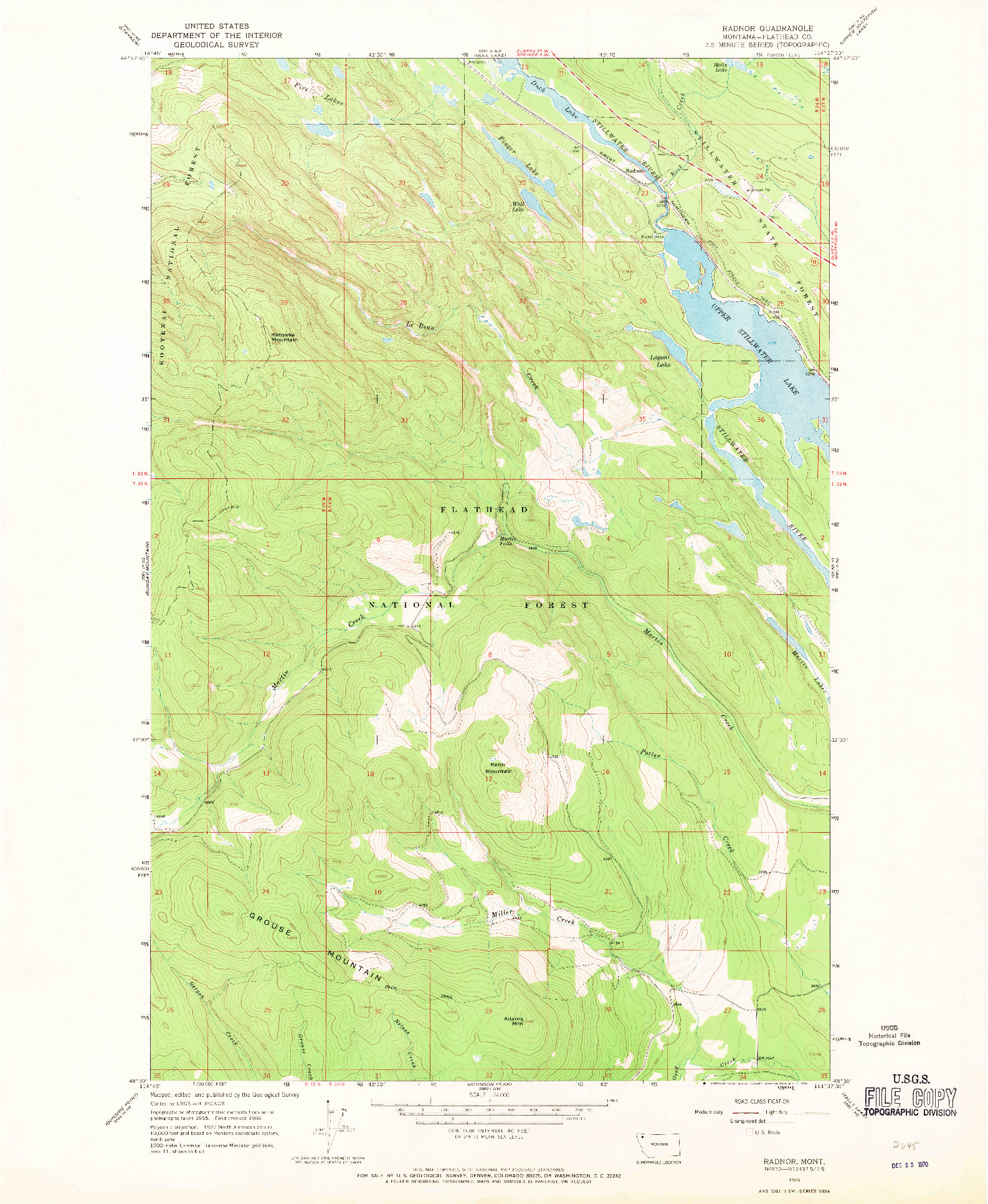 USGS 1:24000-SCALE QUADRANGLE FOR RADNOR, MT 1966