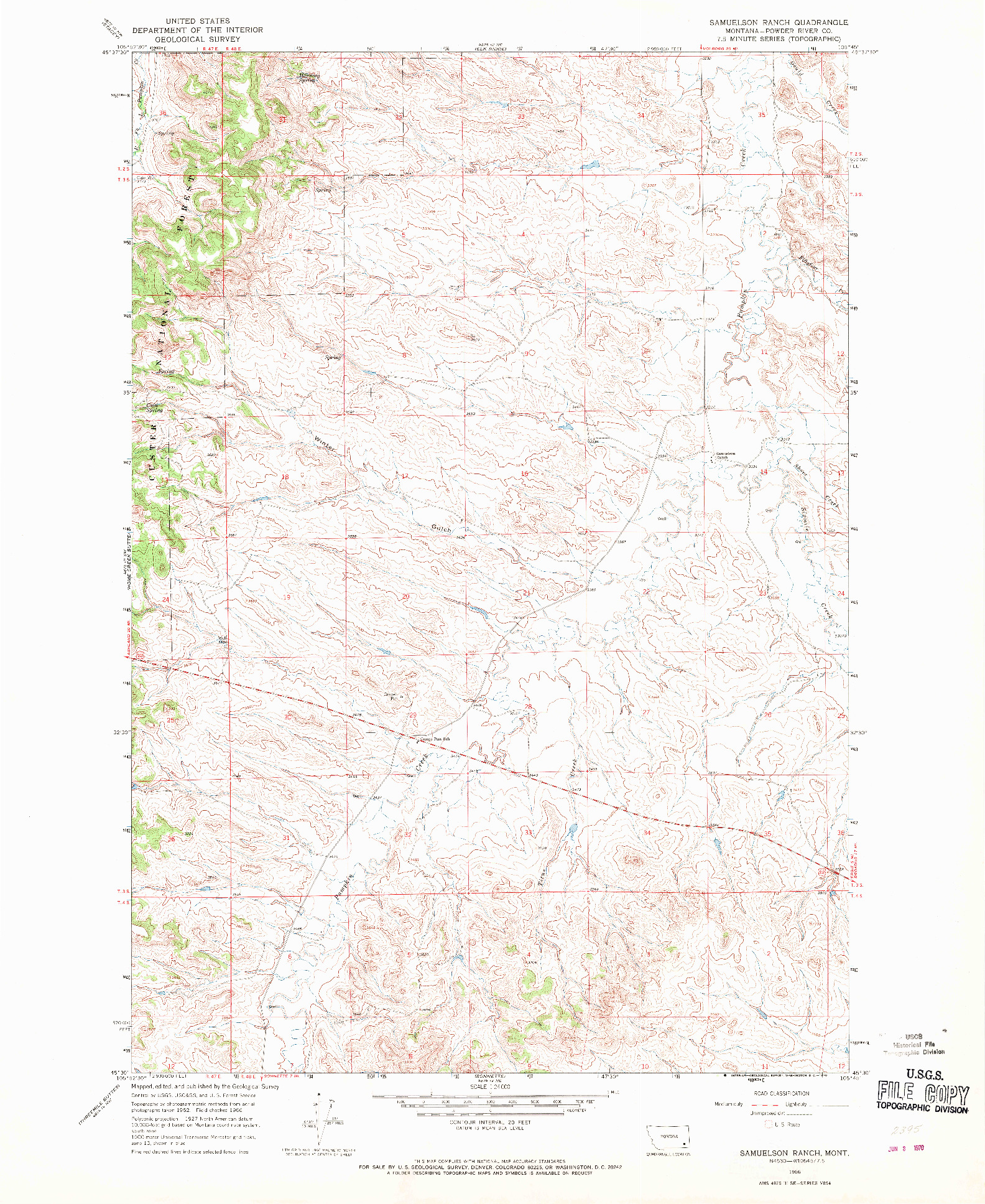 USGS 1:24000-SCALE QUADRANGLE FOR SAMUELSON RANCH, MT 1966