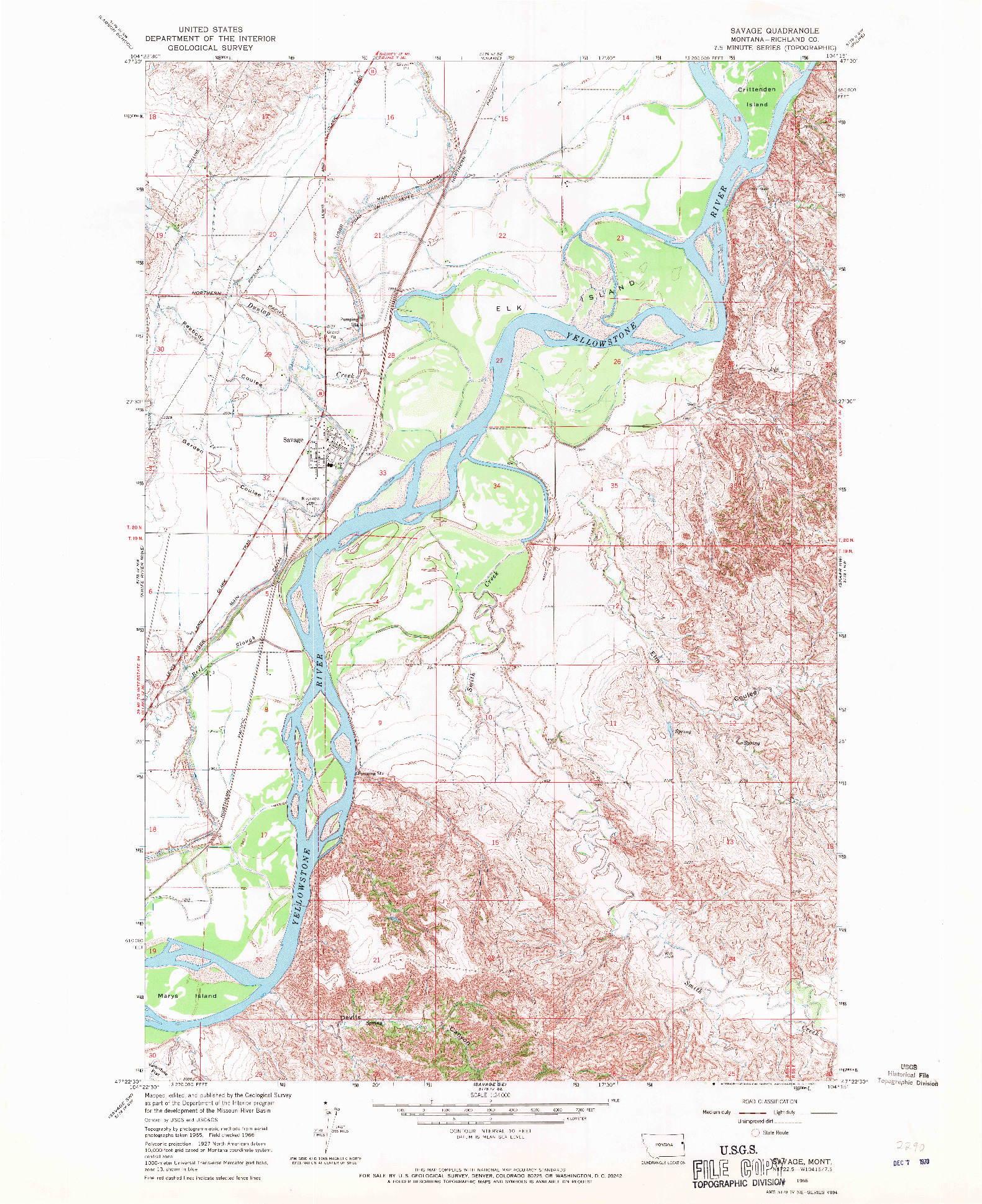 USGS 1:24000-SCALE QUADRANGLE FOR SAVAGE, MT 1966