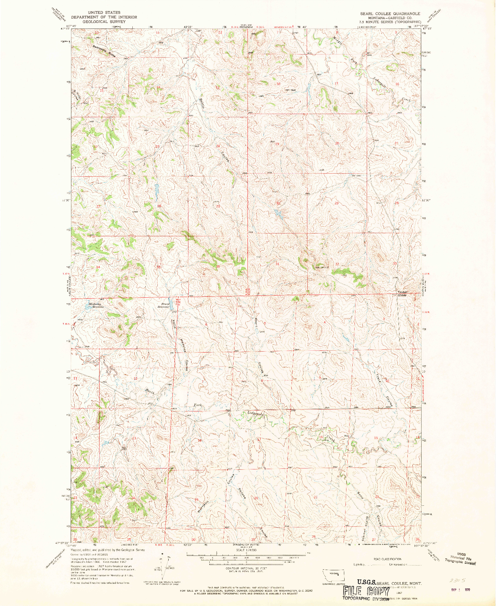 USGS 1:24000-SCALE QUADRANGLE FOR SEARL COULEE, MT 1967