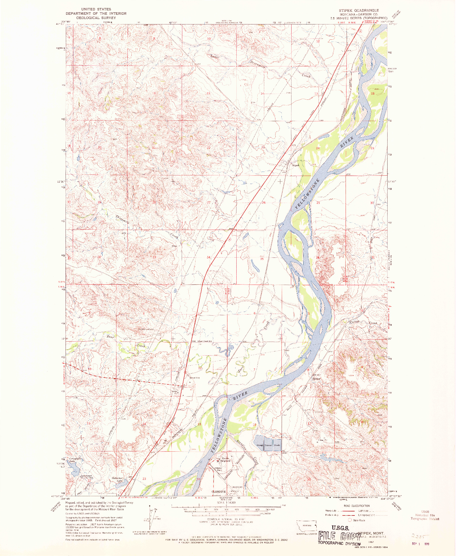 USGS 1:24000-SCALE QUADRANGLE FOR STIPEK, MT 1967