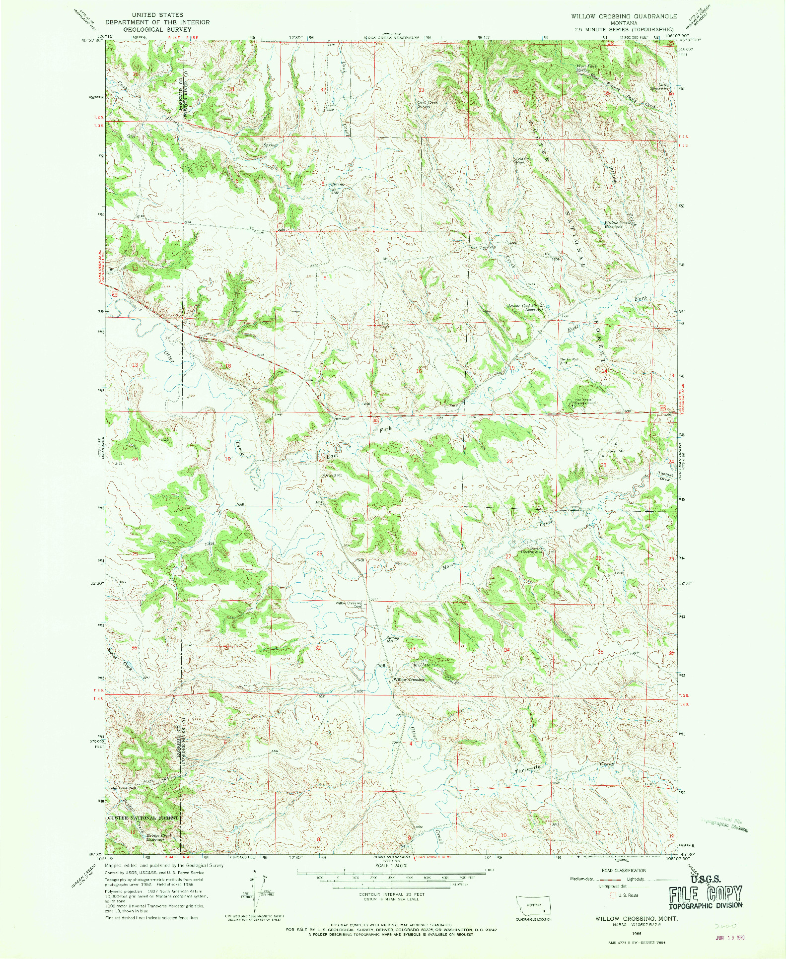 USGS 1:24000-SCALE QUADRANGLE FOR WILLOW CROSSING, MT 1966