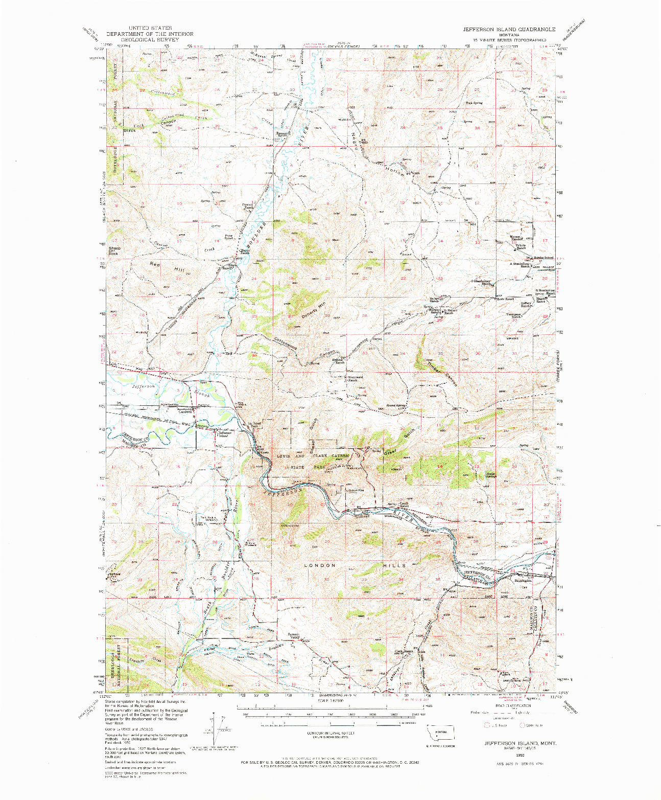 USGS 1:62500-SCALE QUADRANGLE FOR JEFFERSON ISLAND, MT 1950