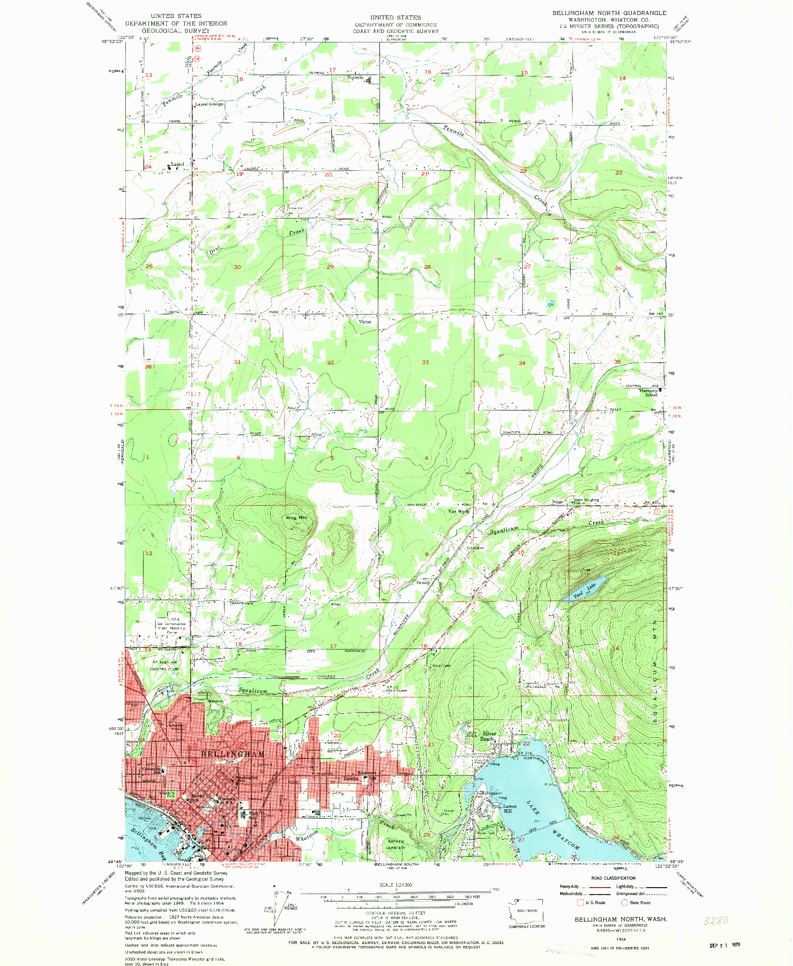 USGS 1:24000-SCALE QUADRANGLE FOR BELLINGHAM NORTH, WA 1954