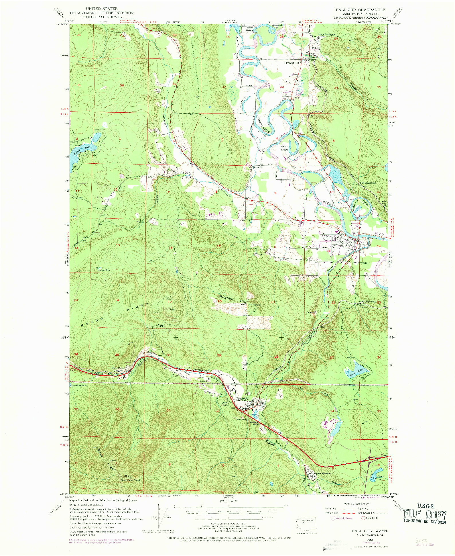 USGS 1:24000-SCALE QUADRANGLE FOR FALL CITY, WA 1953