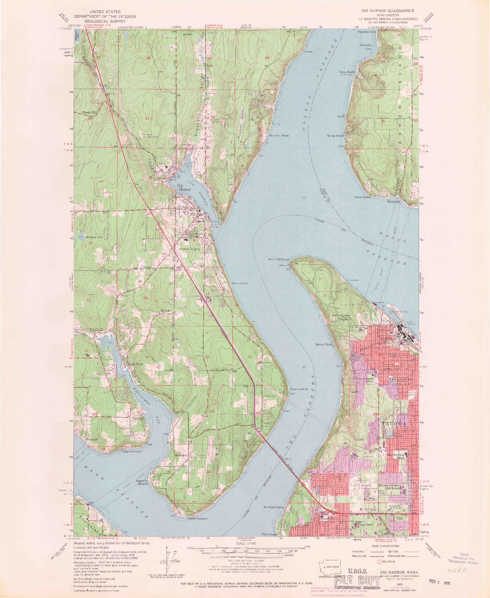 USGS 1:24000-SCALE QUADRANGLE FOR GIG HARBOR, WA 1959