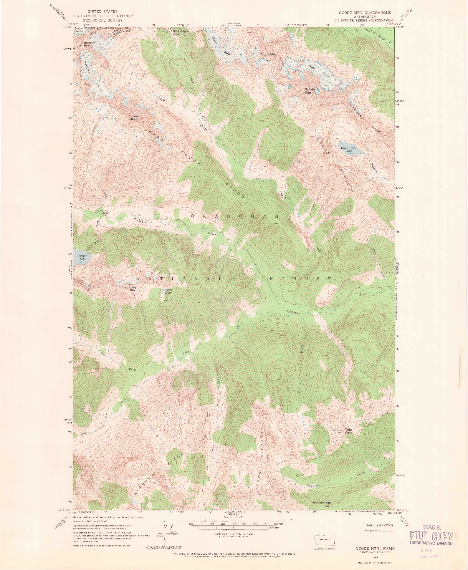 USGS 1:24000-SCALE QUADRANGLE FOR GOODE MTN, WA 1963
