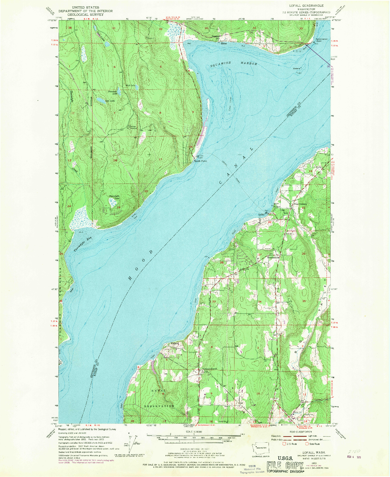 USGS 1:24000-SCALE QUADRANGLE FOR LOFALL, WA 1953