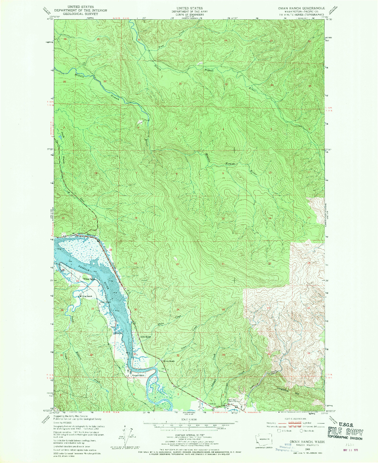 USGS 1:24000-SCALE QUADRANGLE FOR OMAN RANCH, WA 1949