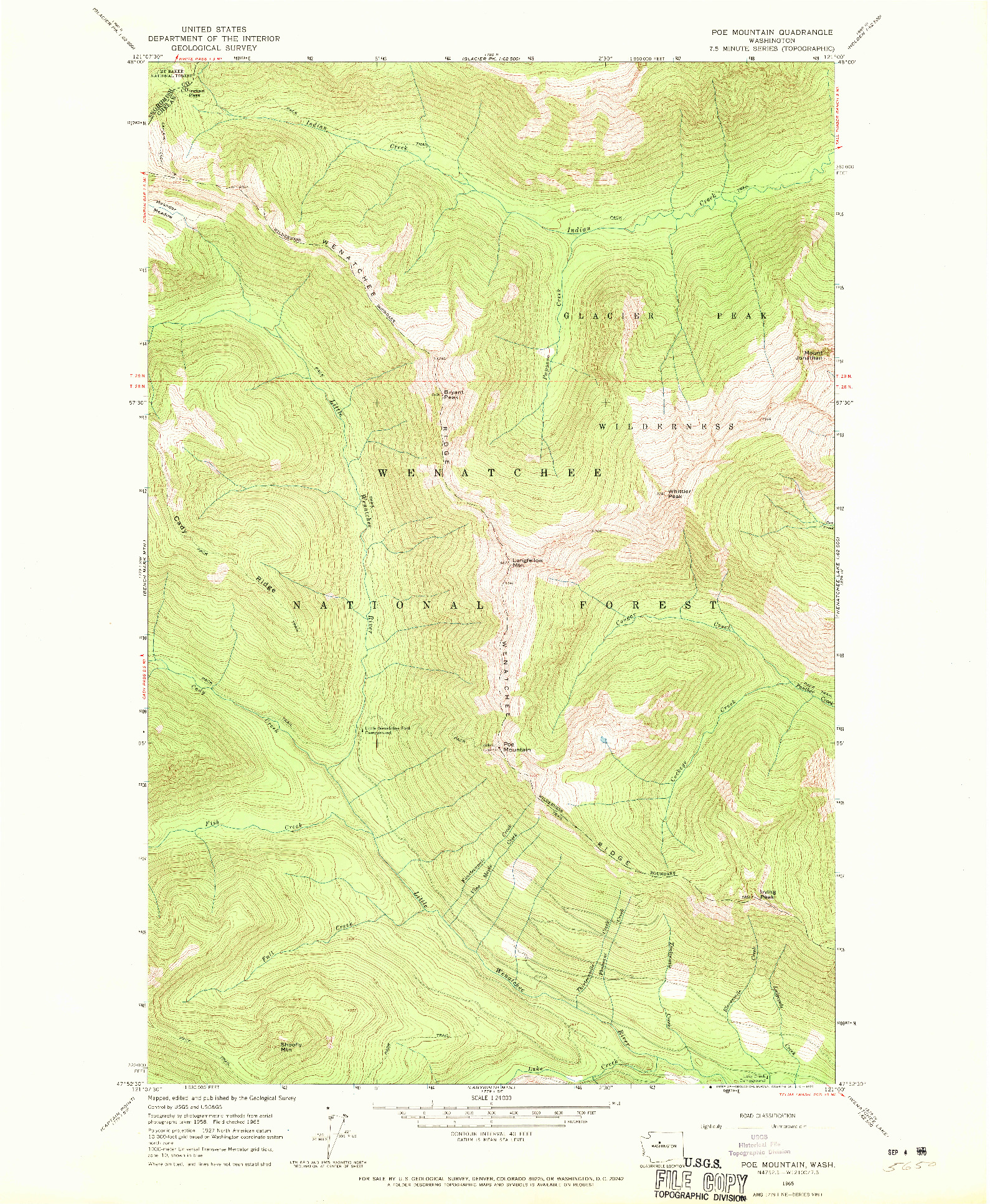 USGS 1:24000-SCALE QUADRANGLE FOR POE MOUNTAIN, WA 1965