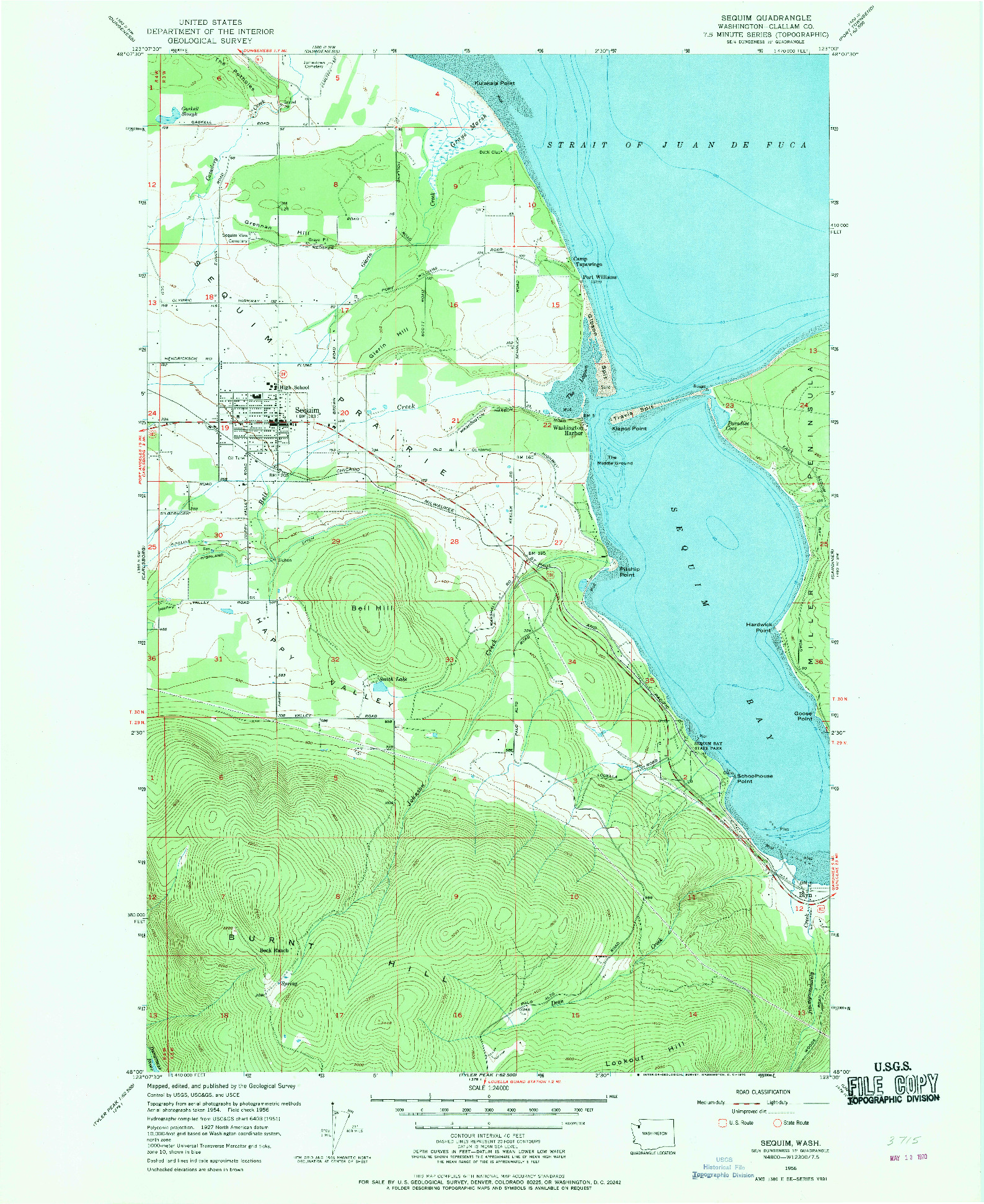 USGS 1:24000-SCALE QUADRANGLE FOR SEQUIM, WA 1956
