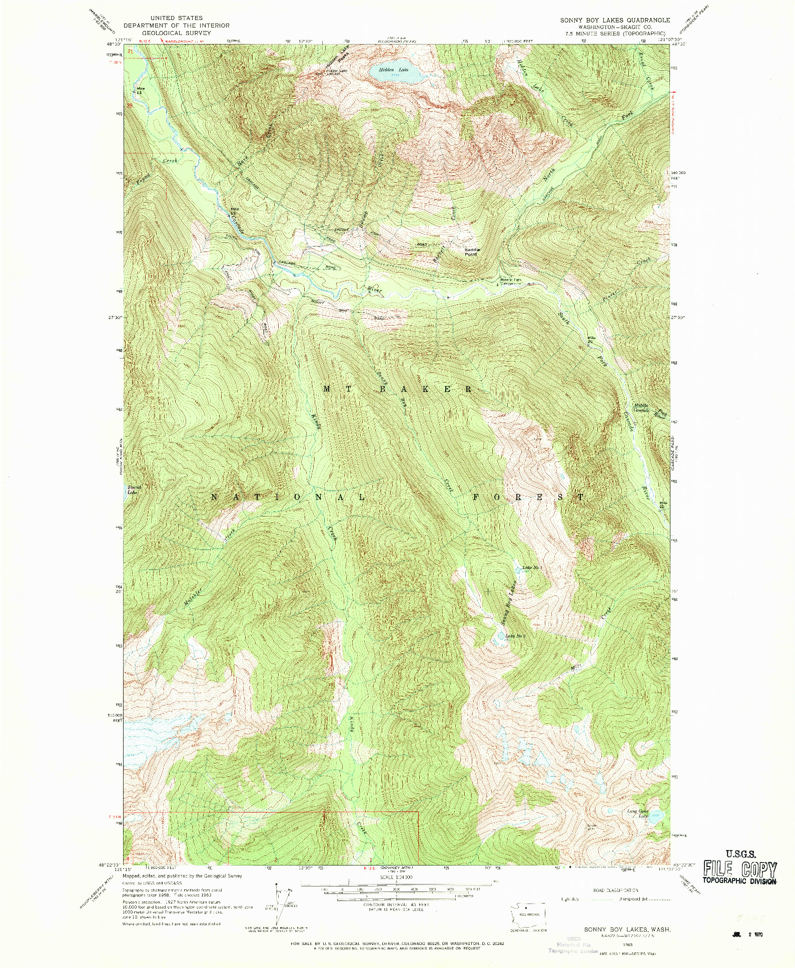 USGS 1:24000-SCALE QUADRANGLE FOR SONNY BOY LAKES, WA 1963