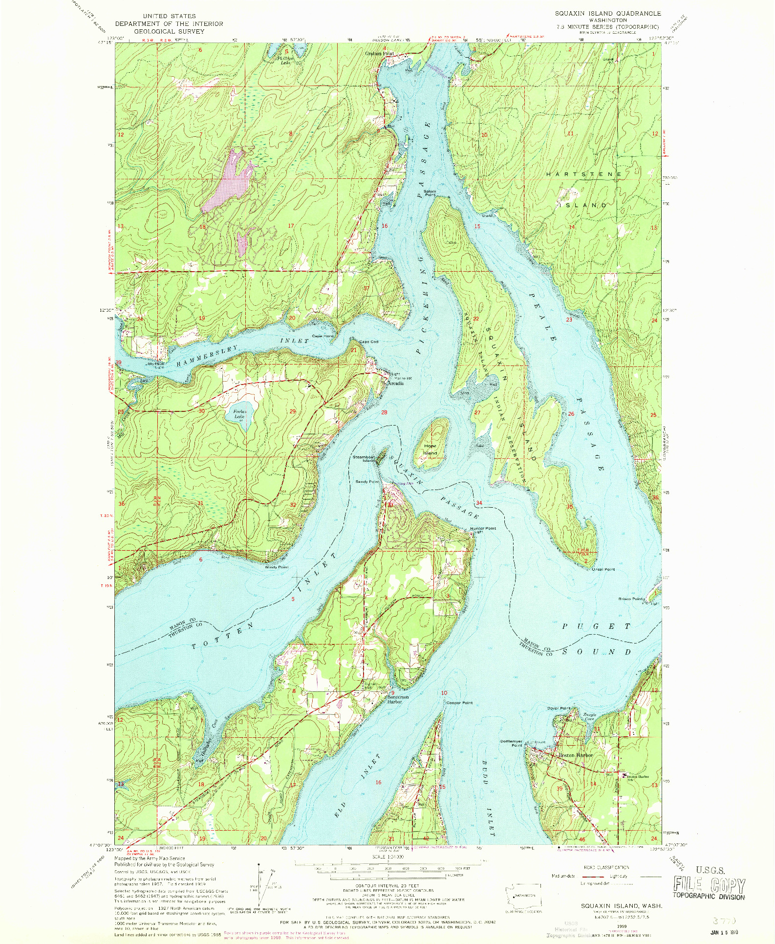 USGS 1:24000-SCALE QUADRANGLE FOR SQUAXIN ISLAND, WA 1959