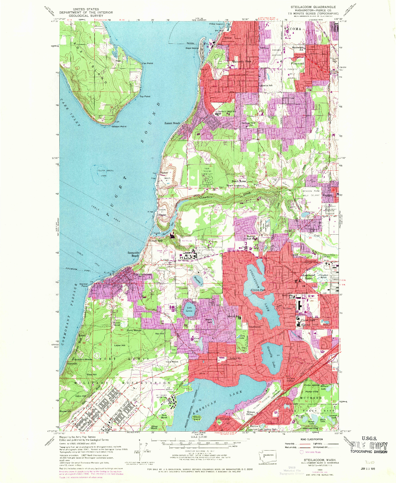 USGS 1:24000-SCALE QUADRANGLE FOR STEILACOOM, WA 1959