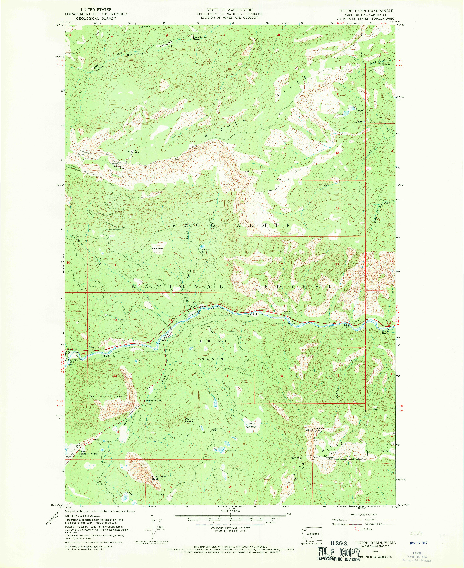 USGS 1:24000-SCALE QUADRANGLE FOR TIETON BASIN, WA 1967
