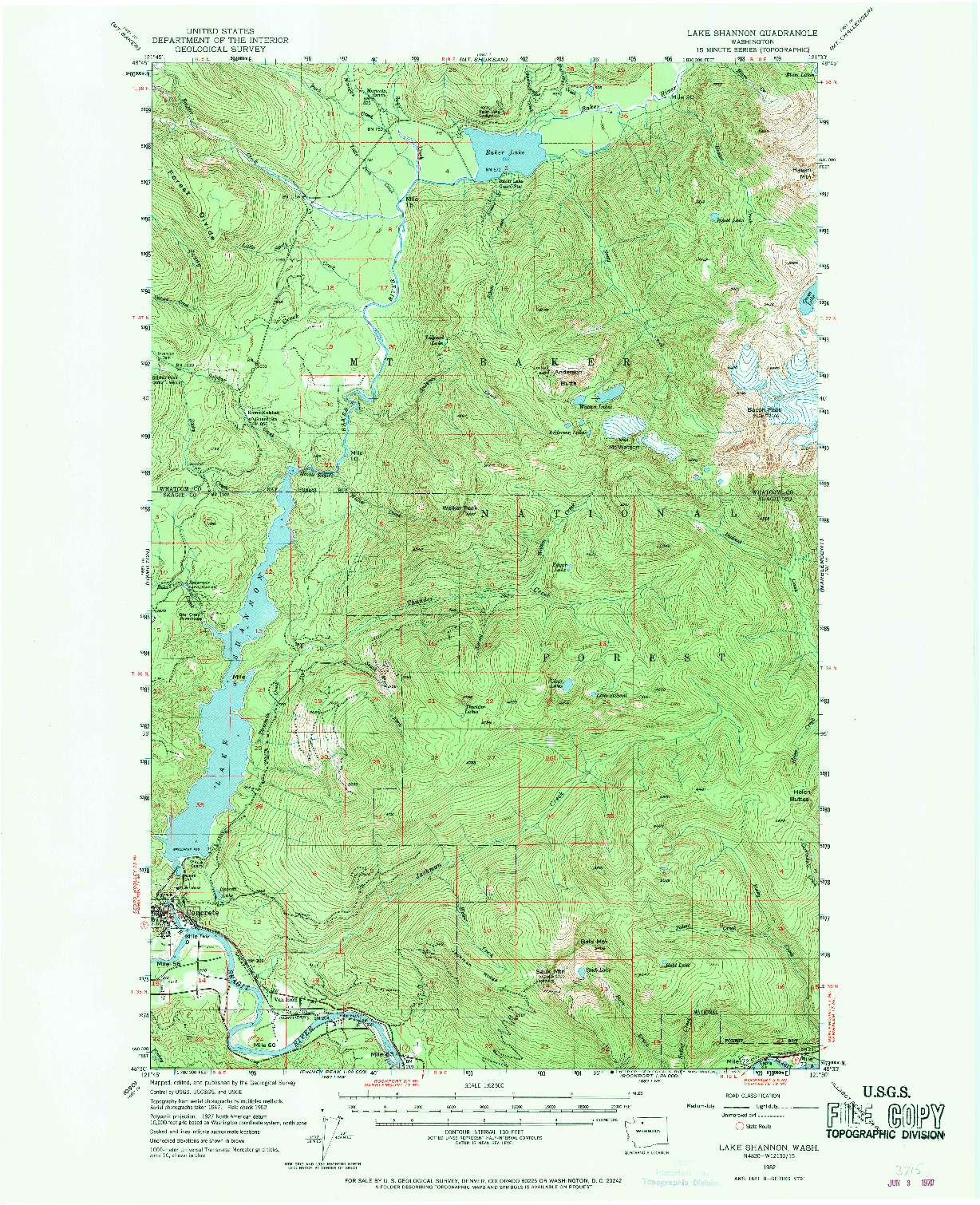 USGS 1:62500-SCALE QUADRANGLE FOR LAKE SHANNON, WA 1952