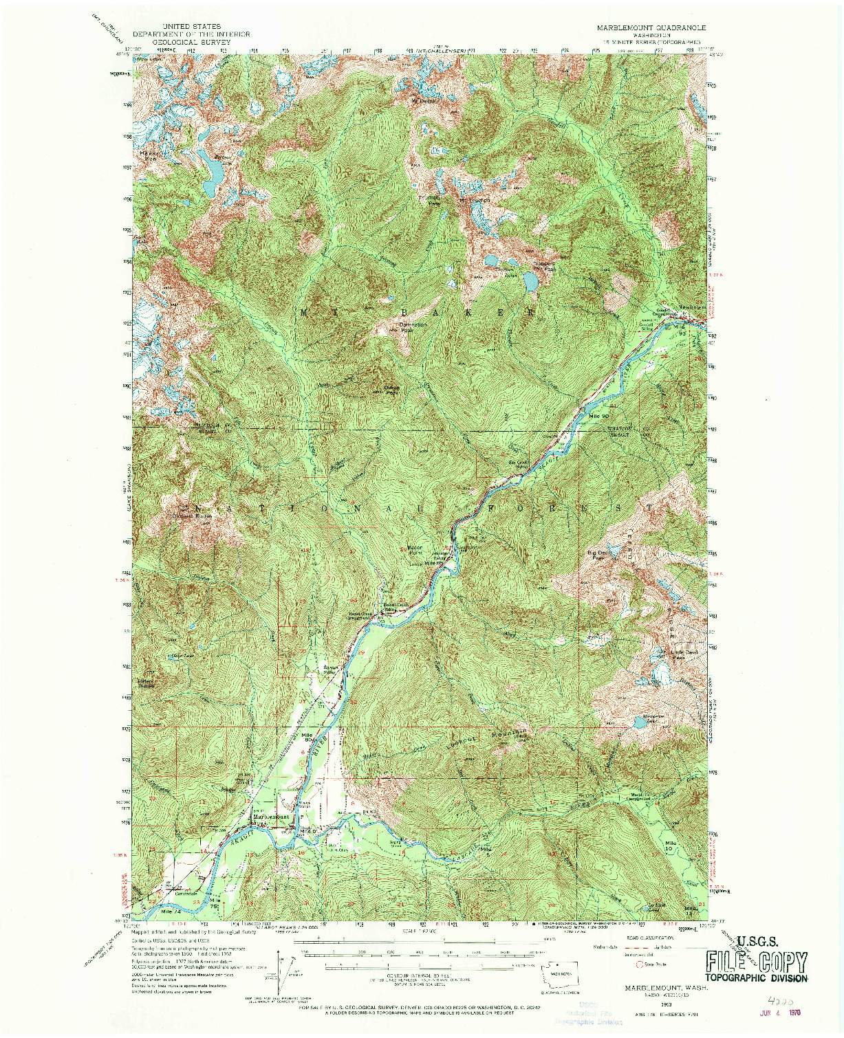 USGS 1:62500-SCALE QUADRANGLE FOR MARBLEMOUNT, WA 1953