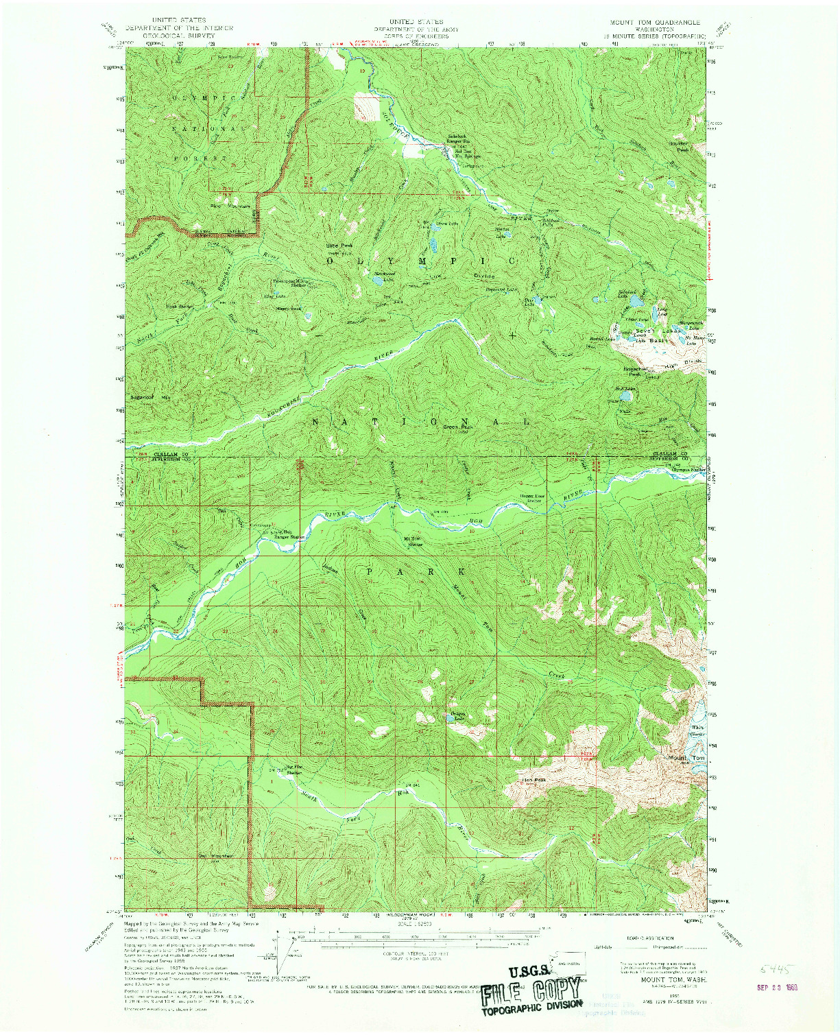 USGS 1:62500-SCALE QUADRANGLE FOR MOUNT TOM, WA 1956
