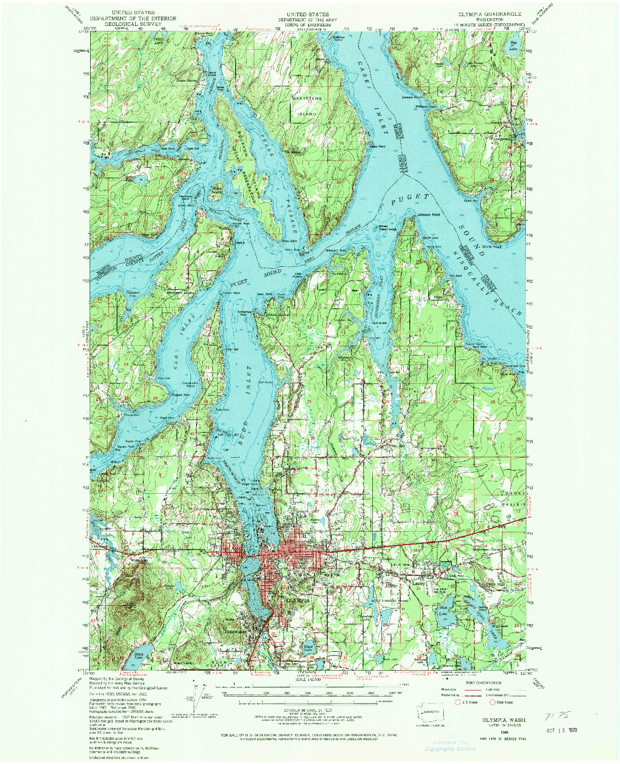 USGS 1:62500-SCALE QUADRANGLE FOR OLYMPIA, WA 1949