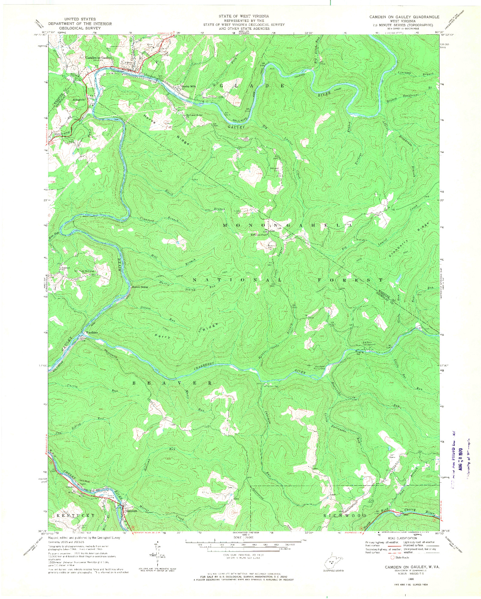 USGS 1:24000-SCALE QUADRANGLE FOR CAMDEN ON GAULEY, WV 1966