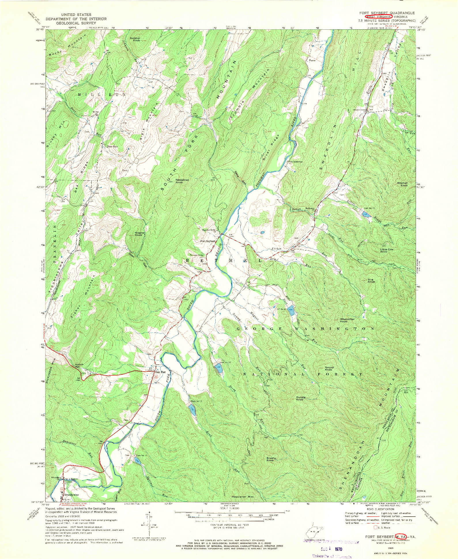 USGS 1:24000-SCALE QUADRANGLE FOR FORT SEYBERT, WV 1969