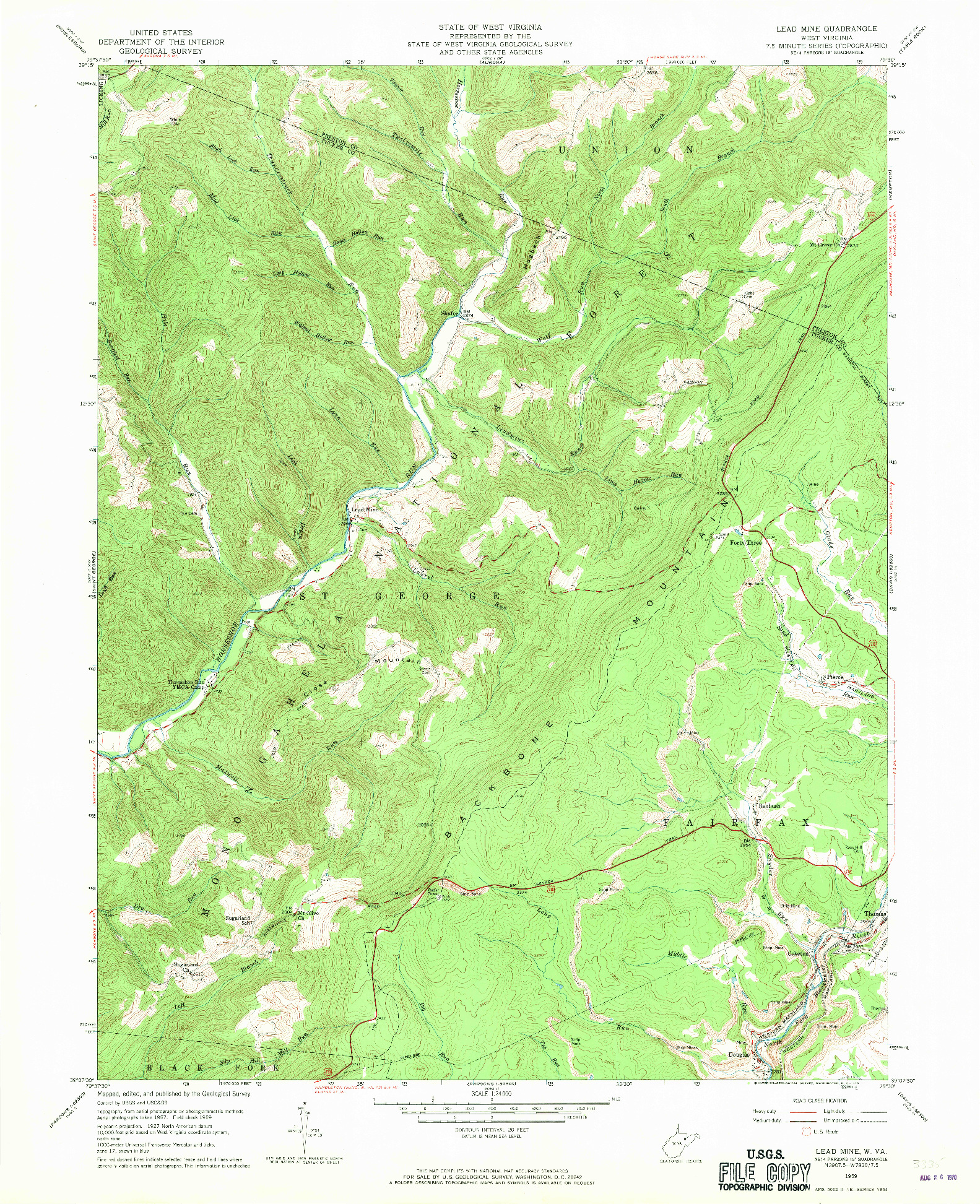 USGS 1:24000-SCALE QUADRANGLE FOR LEAD MINE, WV 1959