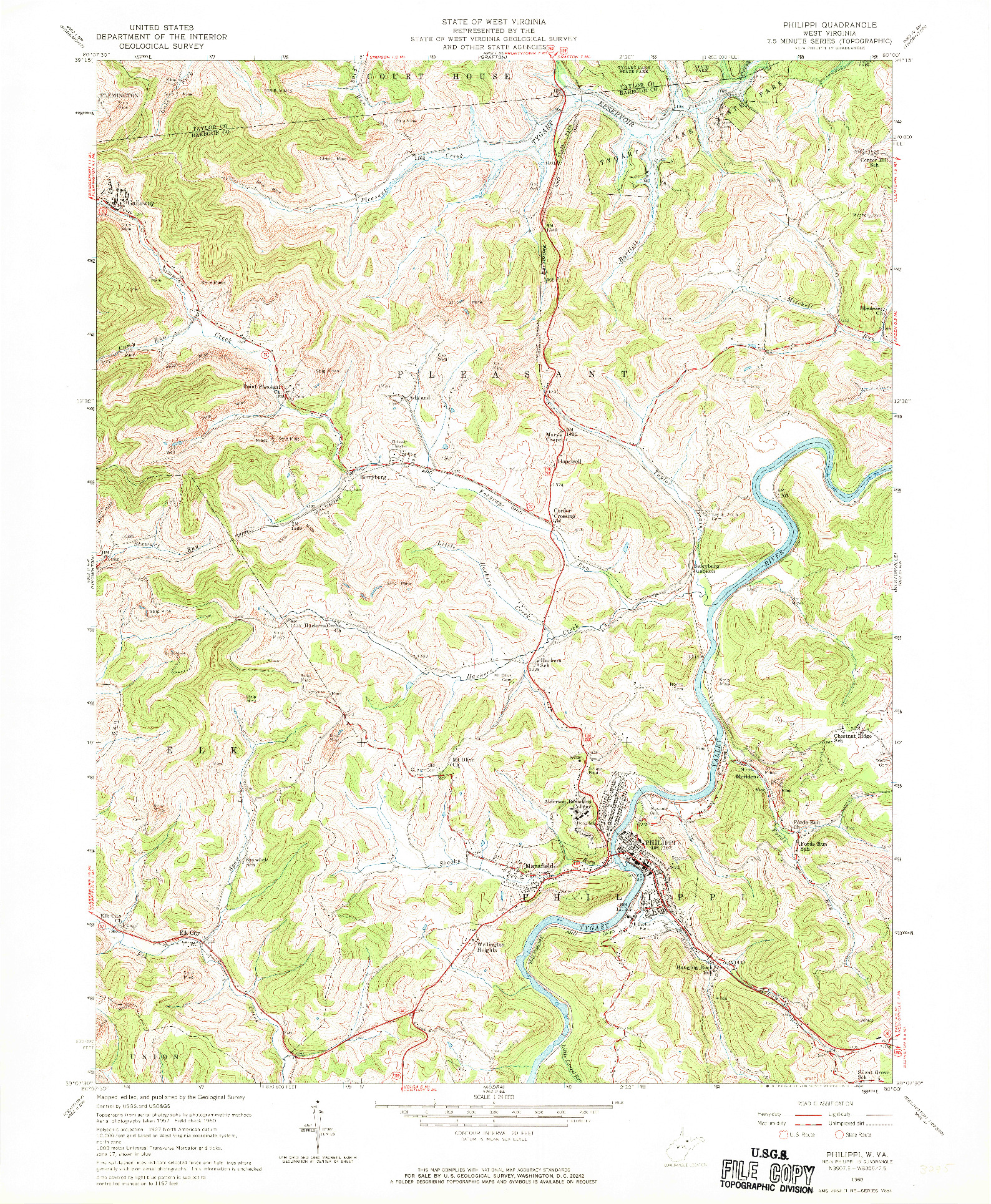 USGS 1:24000-SCALE QUADRANGLE FOR PHILIPPI, WV 1960