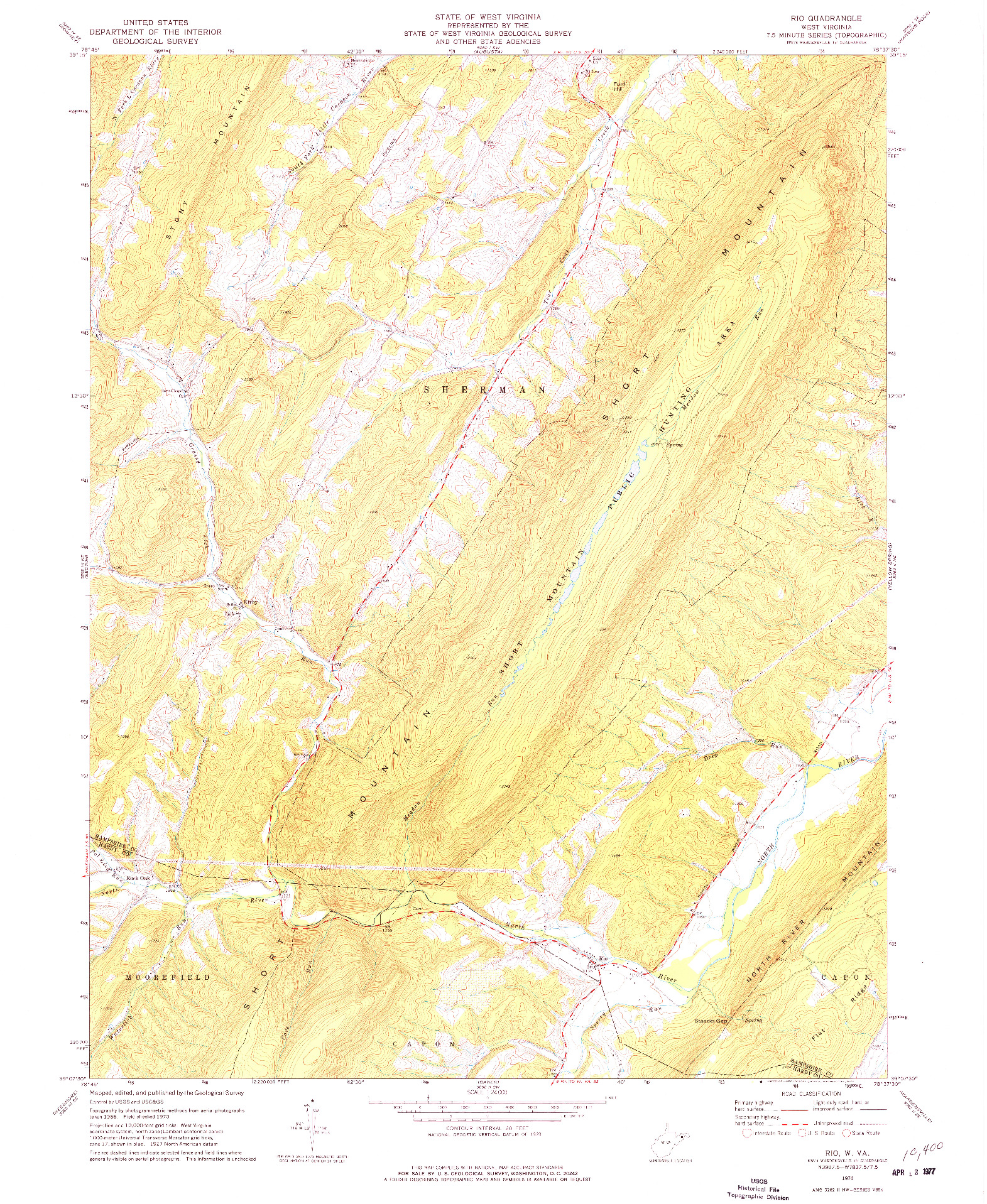 USGS 1:24000-SCALE QUADRANGLE FOR RIO, WV 1970