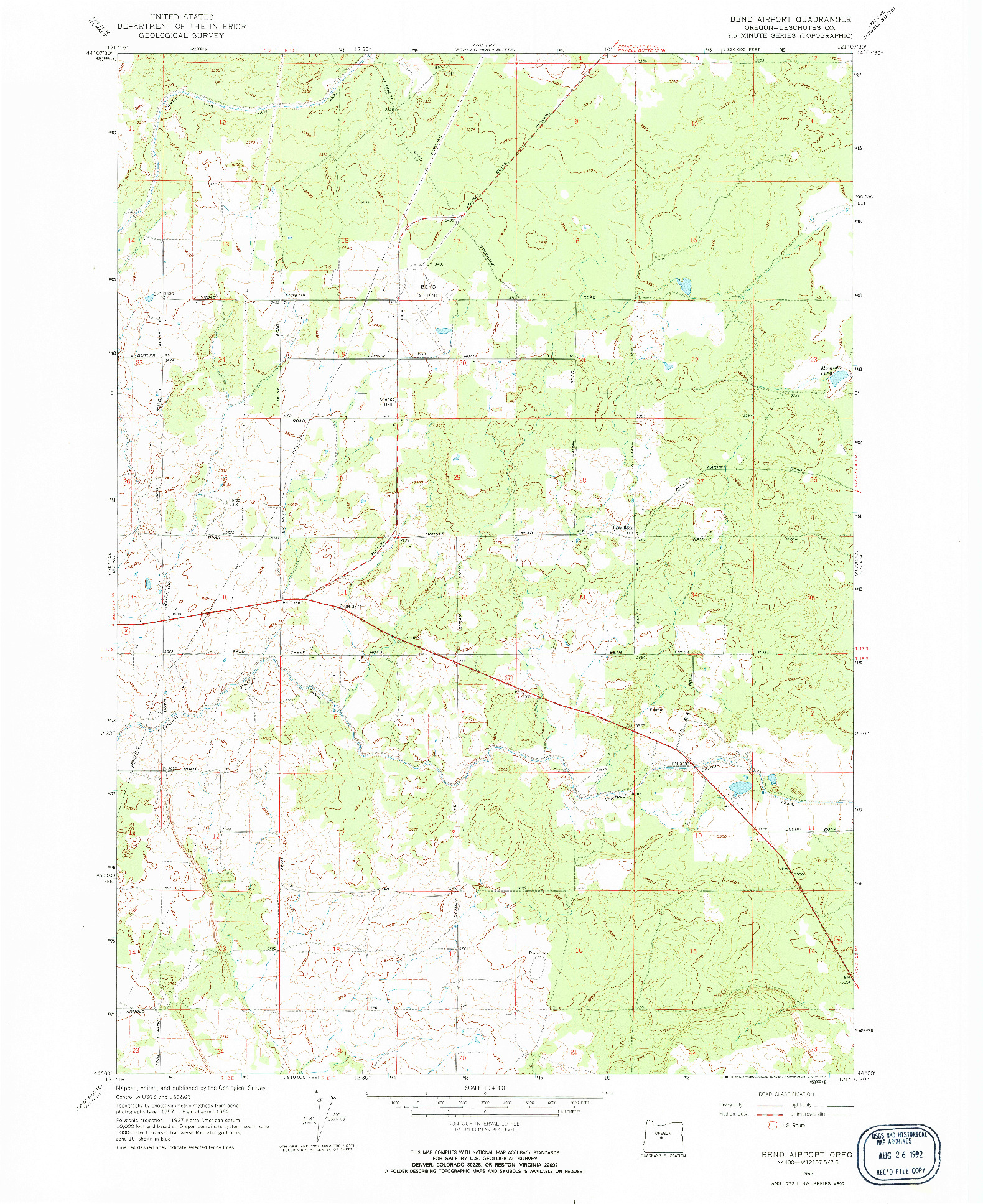 USGS 1:24000-SCALE QUADRANGLE FOR BEND AIRPORT, OR 1962