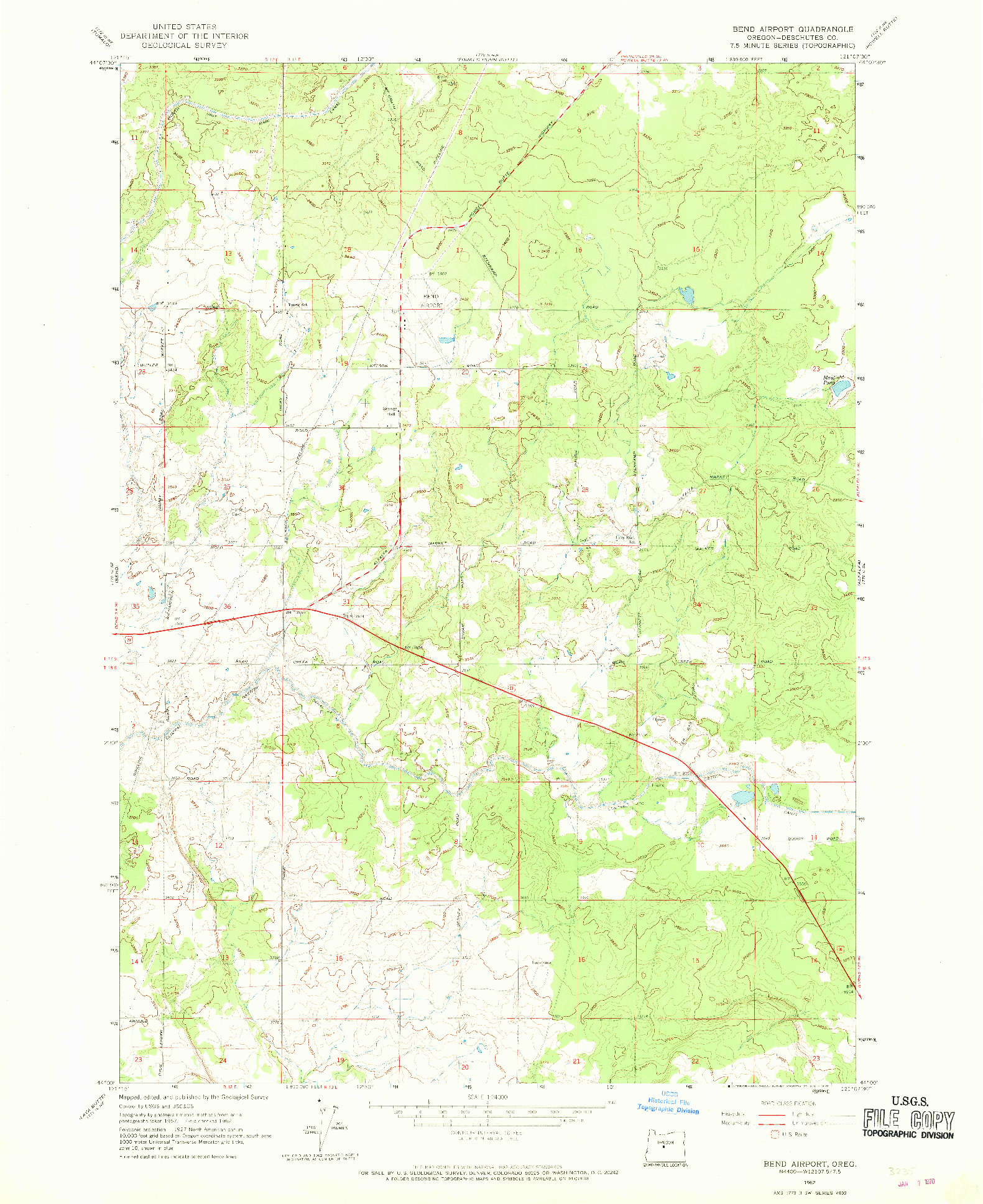 USGS 1:24000-SCALE QUADRANGLE FOR BEND AIRPORT, OR 1962