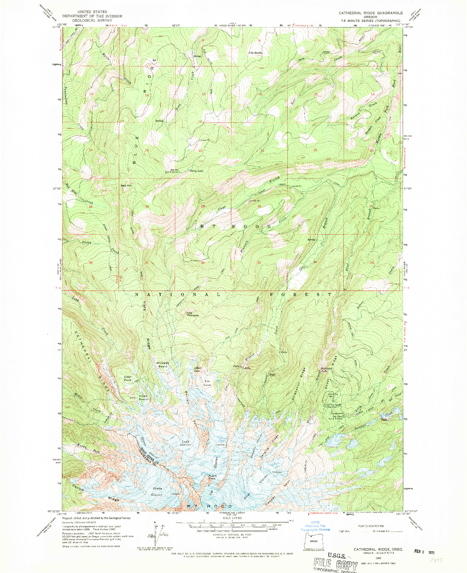USGS 1:24000-SCALE QUADRANGLE FOR CATHEDRAL RIDGE, OR 1962