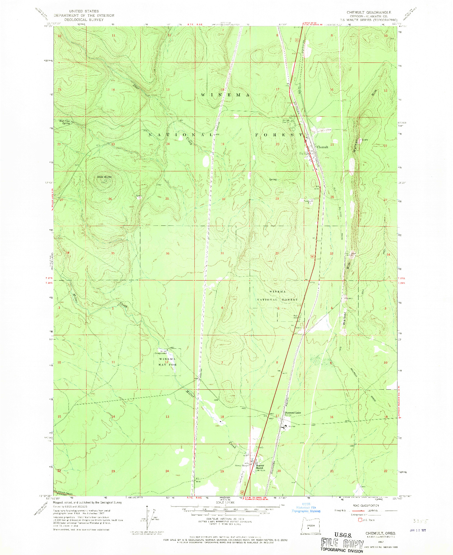 USGS 1:24000-SCALE QUADRANGLE FOR CHEMULT, OR 1967