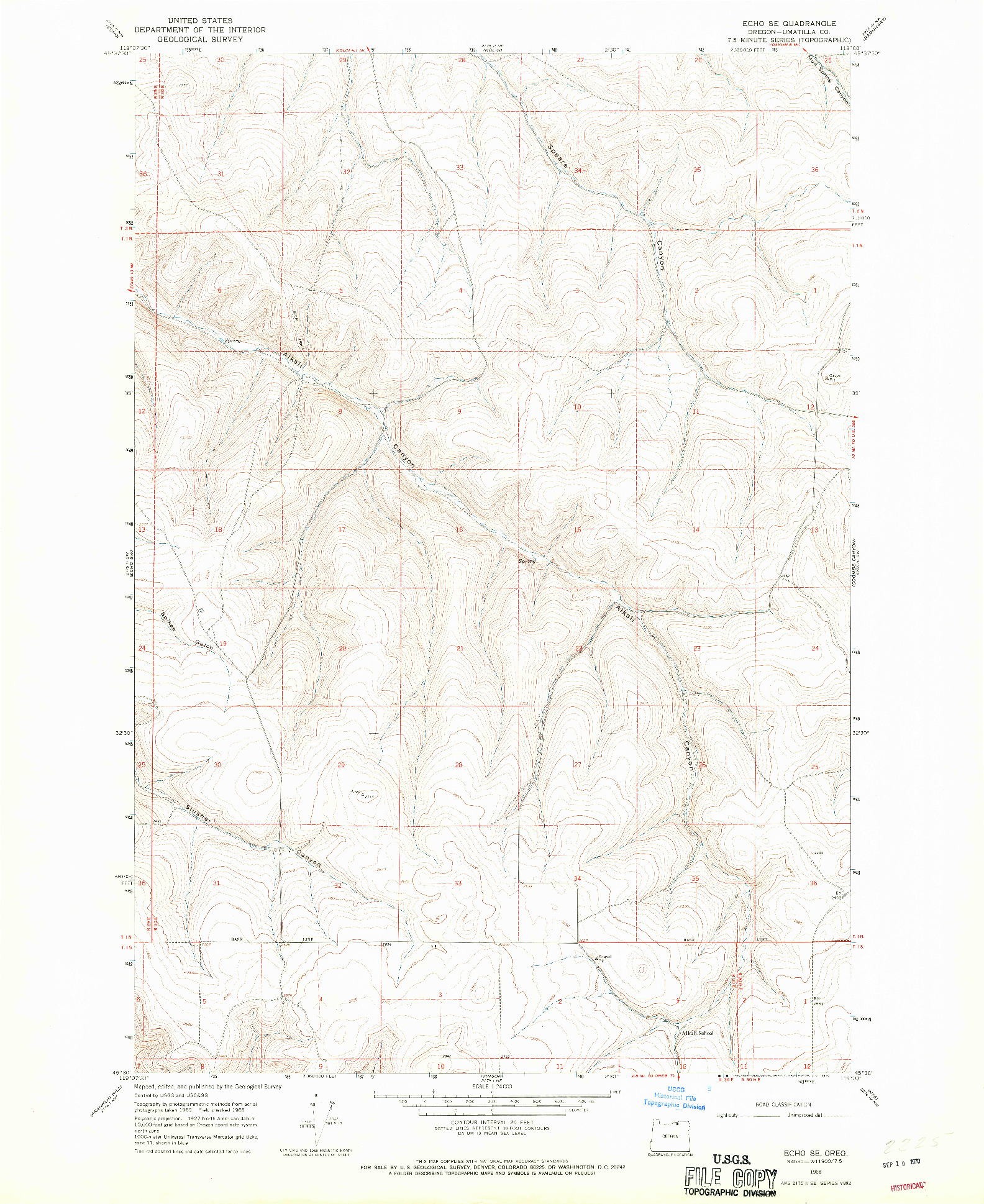 USGS 1:24000-SCALE QUADRANGLE FOR ECHO SE, OR 1968