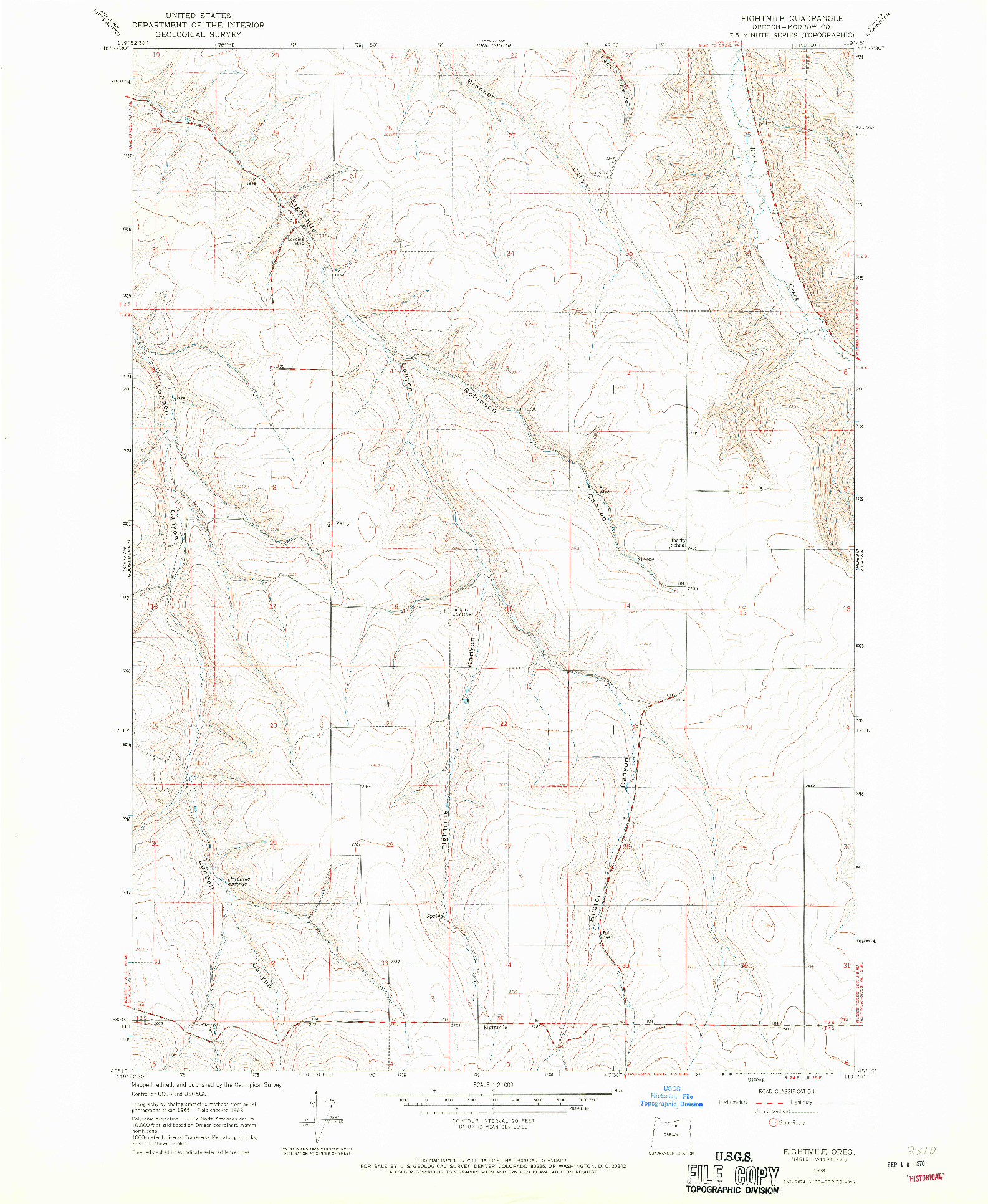USGS 1:24000-SCALE QUADRANGLE FOR EIGHTMILE, OR 1968