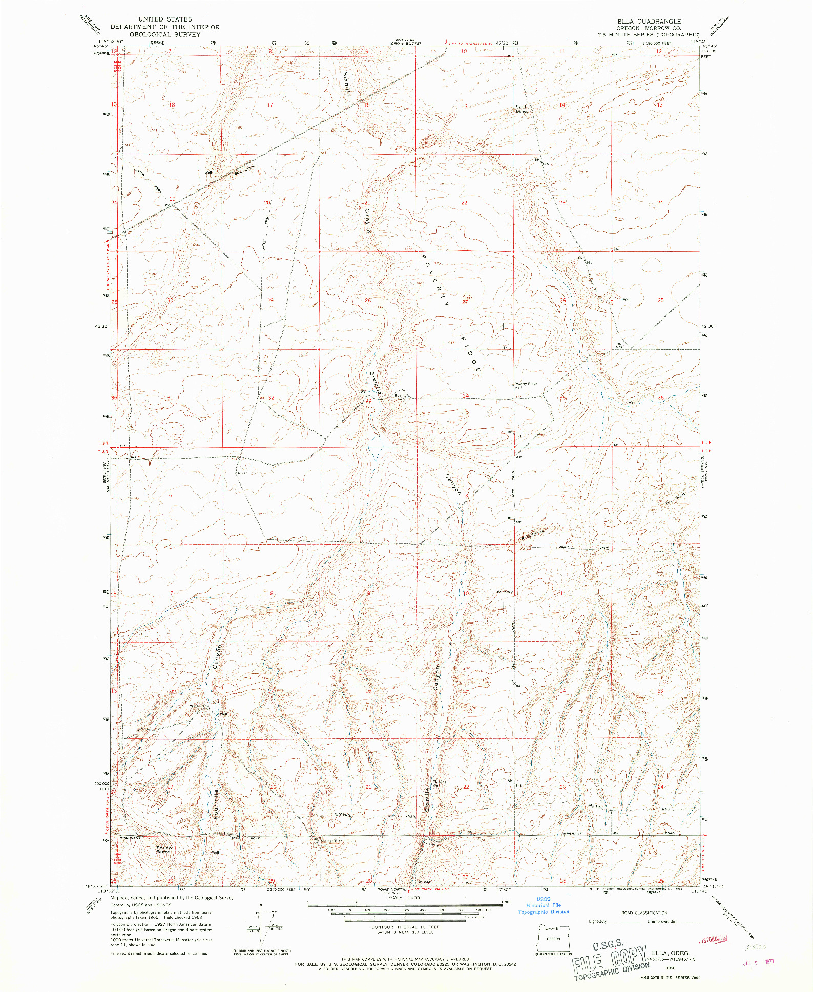 USGS 1:24000-SCALE QUADRANGLE FOR ELLA, OR 1968
