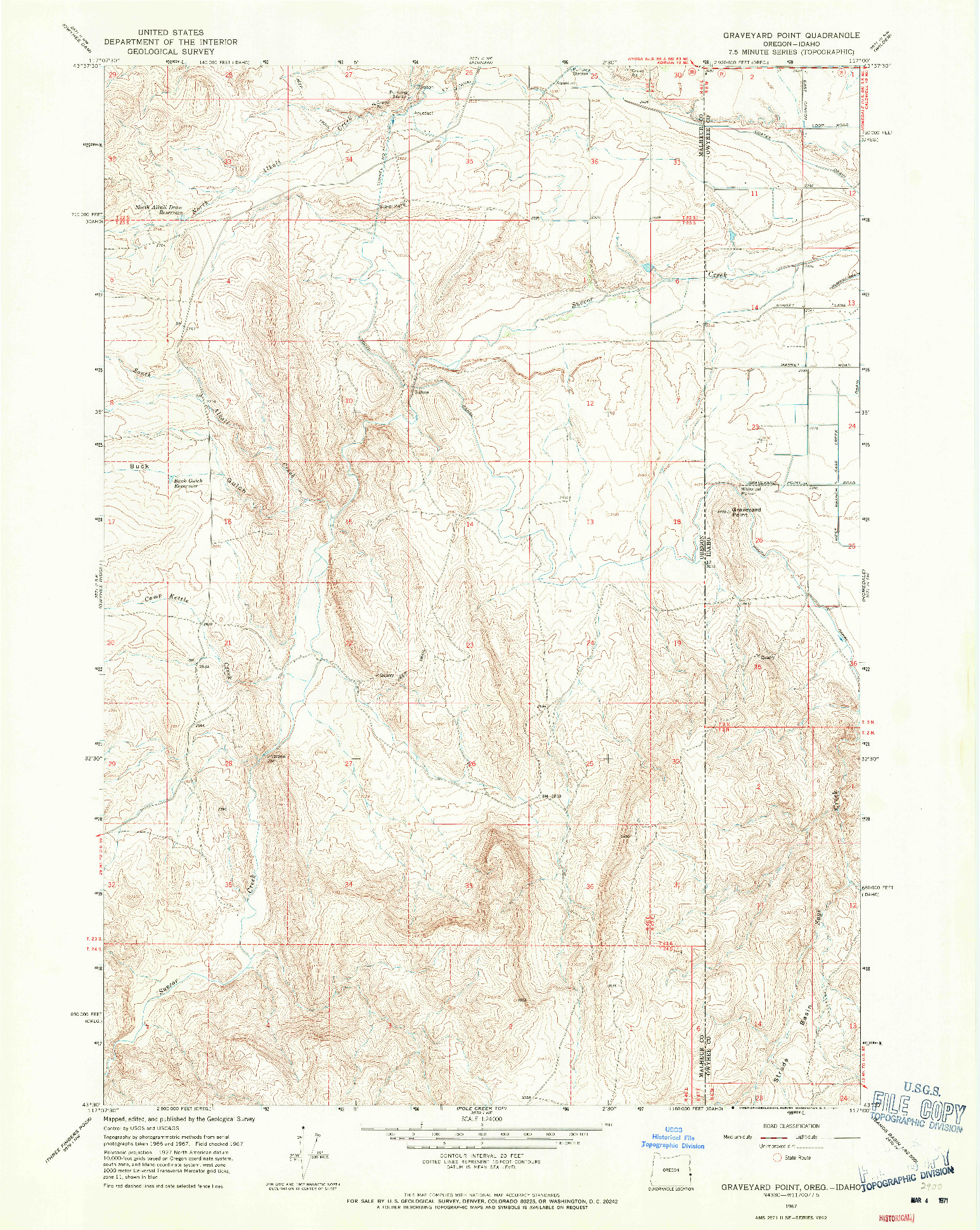 USGS 1:24000-SCALE QUADRANGLE FOR GRAVEYARD POINT, OR 1967