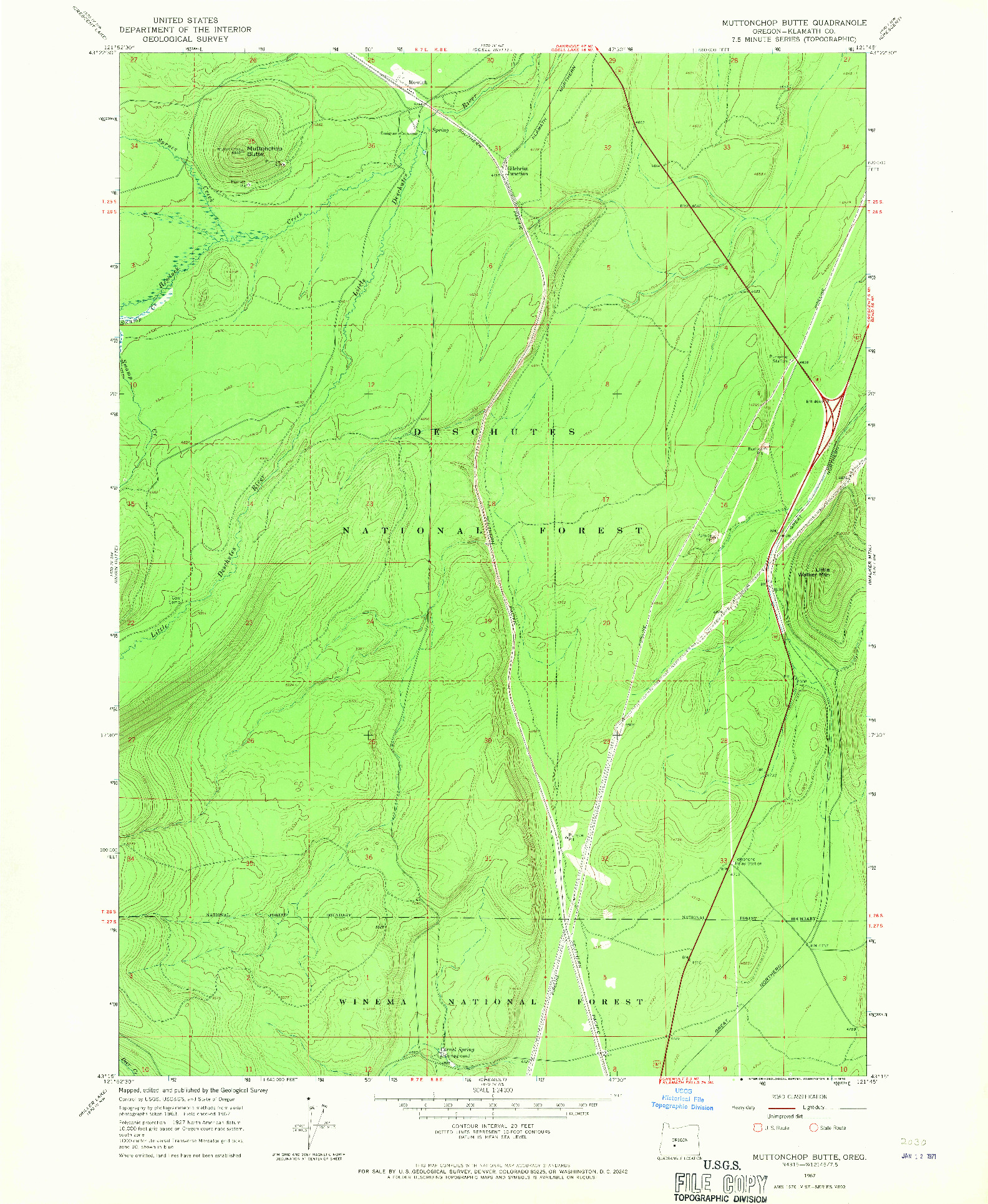 USGS 1:24000-SCALE QUADRANGLE FOR MUTTONCHOP BUTTE, OR 1967