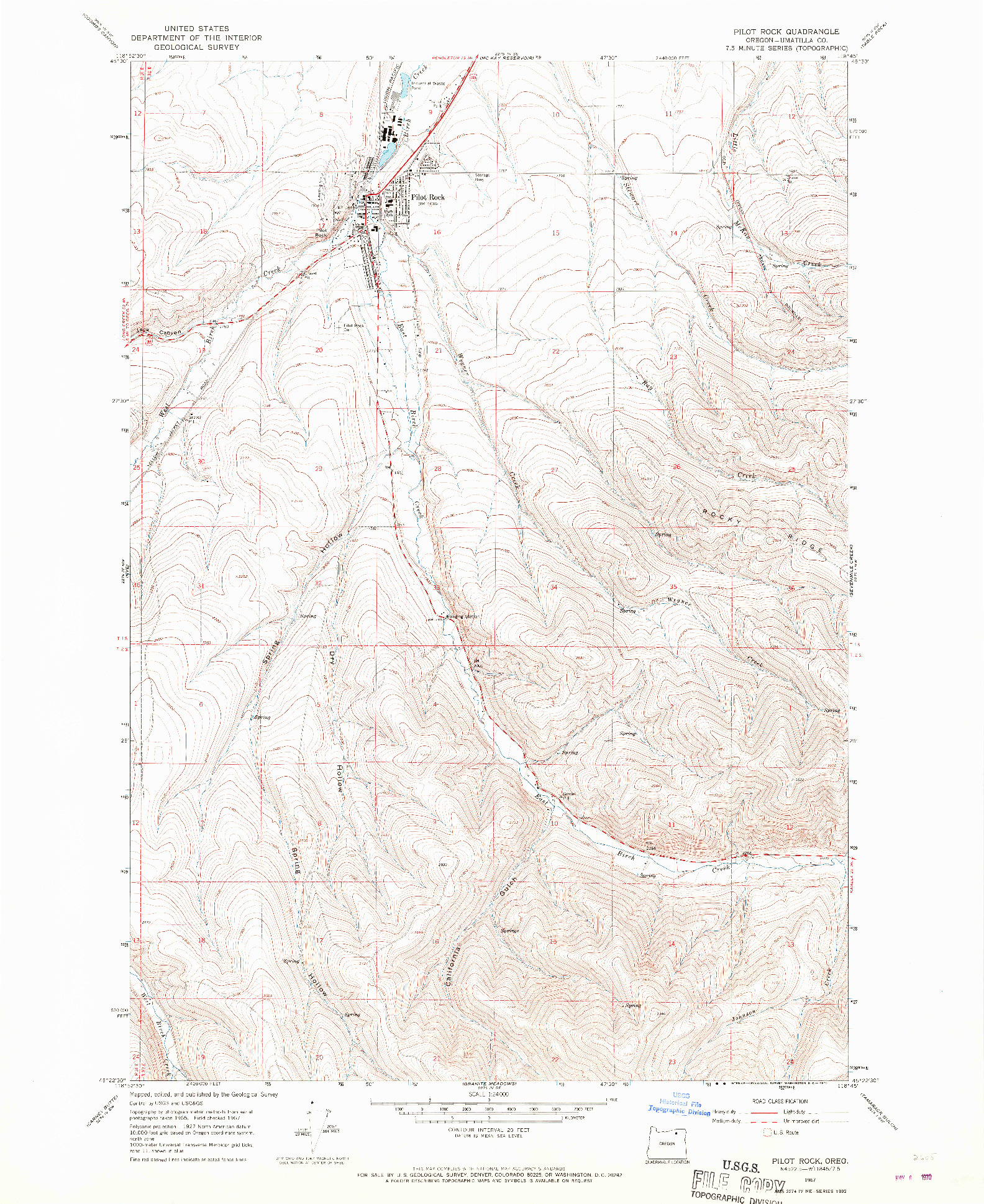 USGS 1:24000-SCALE QUADRANGLE FOR PILOT ROCK, OR 1967