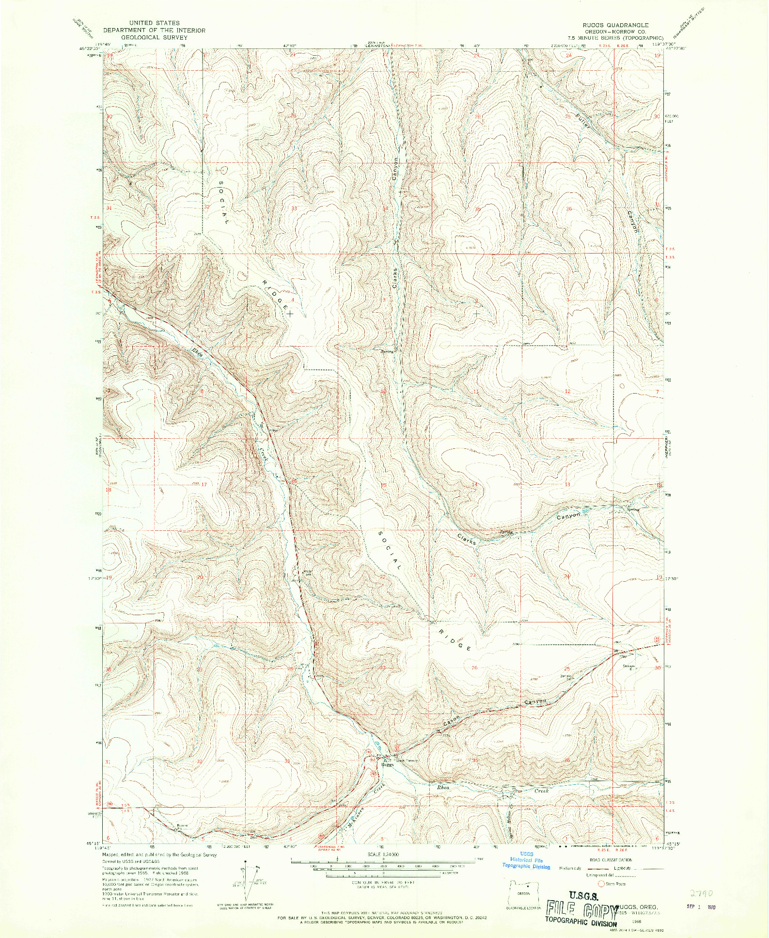 USGS 1:24000-SCALE QUADRANGLE FOR RUGGS, OR 1968
