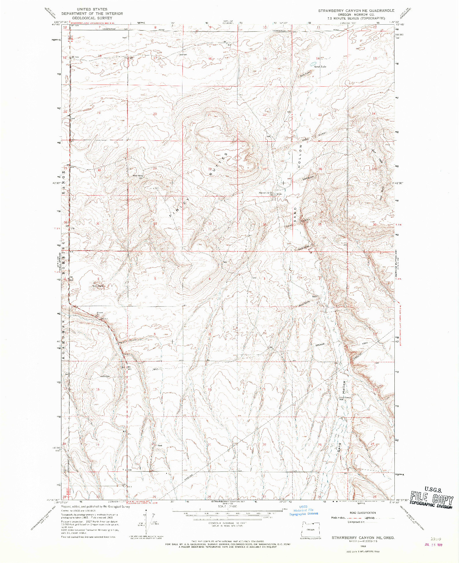 USGS 1:24000-SCALE QUADRANGLE FOR STRAWBERRY CANYON NE, OR 1968