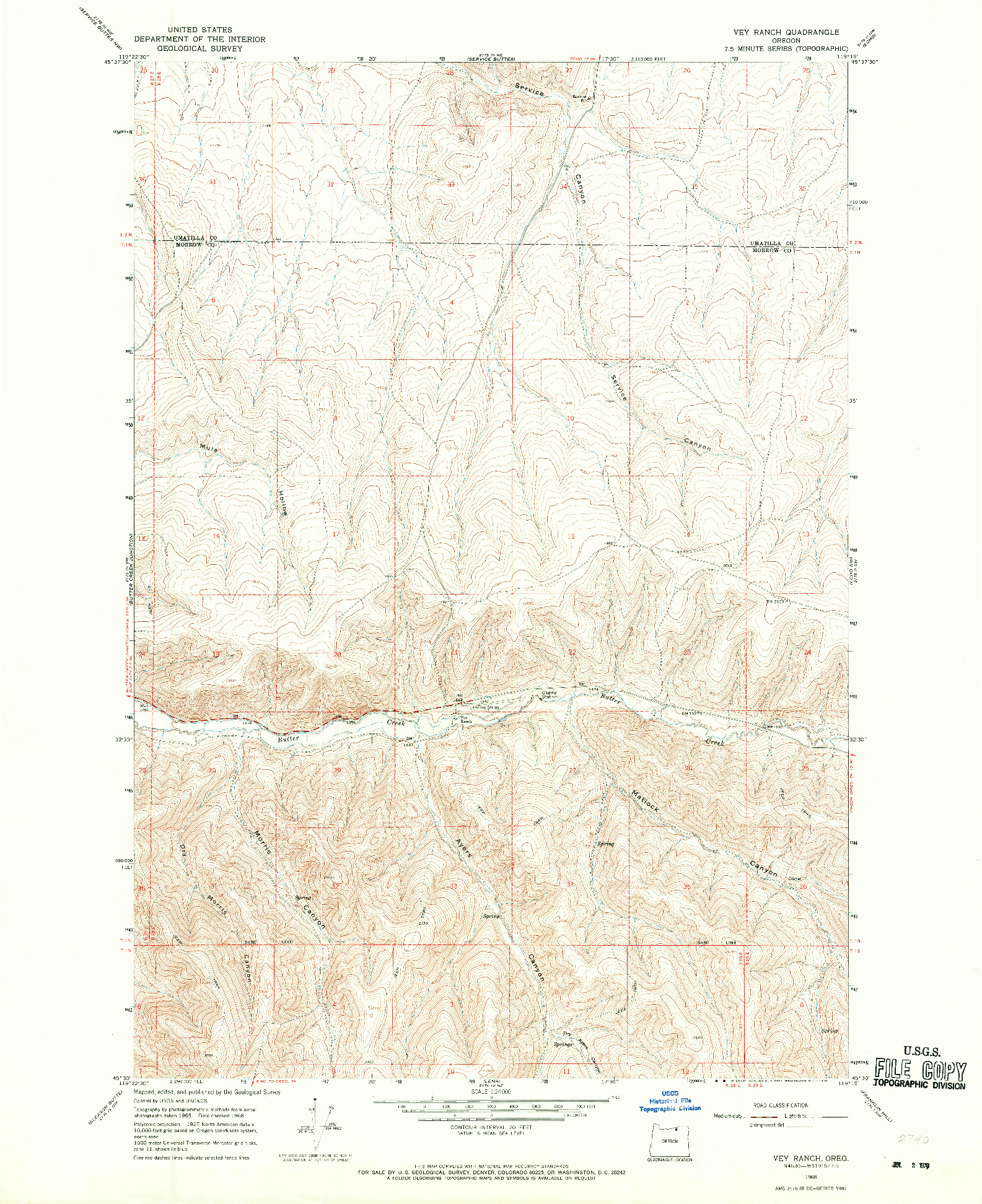 USGS 1:24000-SCALE QUADRANGLE FOR VEY RANCH, OR 1968