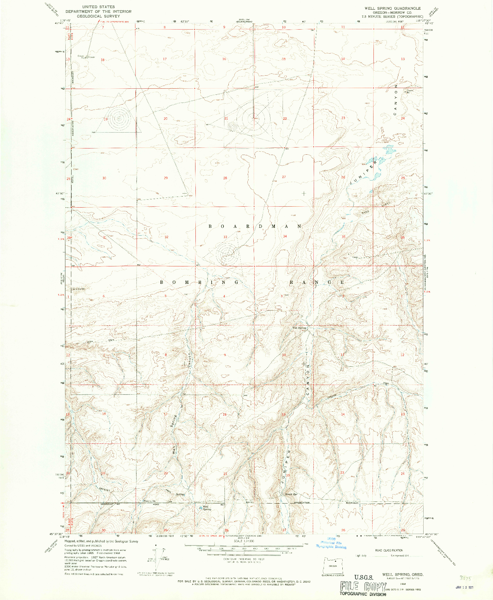 USGS 1:24000-SCALE QUADRANGLE FOR WELL SPRING, OR 1968