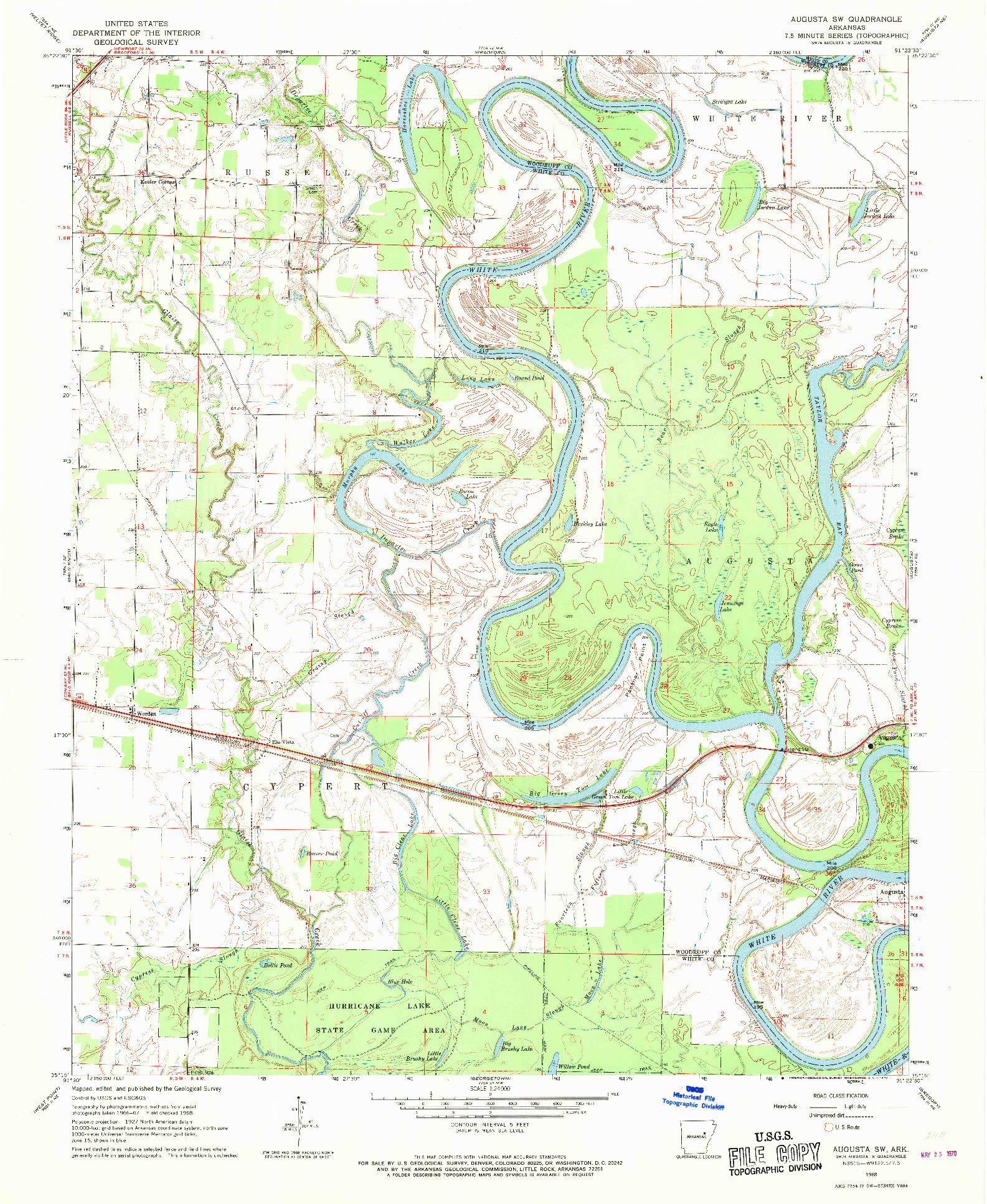 USGS 1:24000-SCALE QUADRANGLE FOR AUGUSTA SW, AR 1968