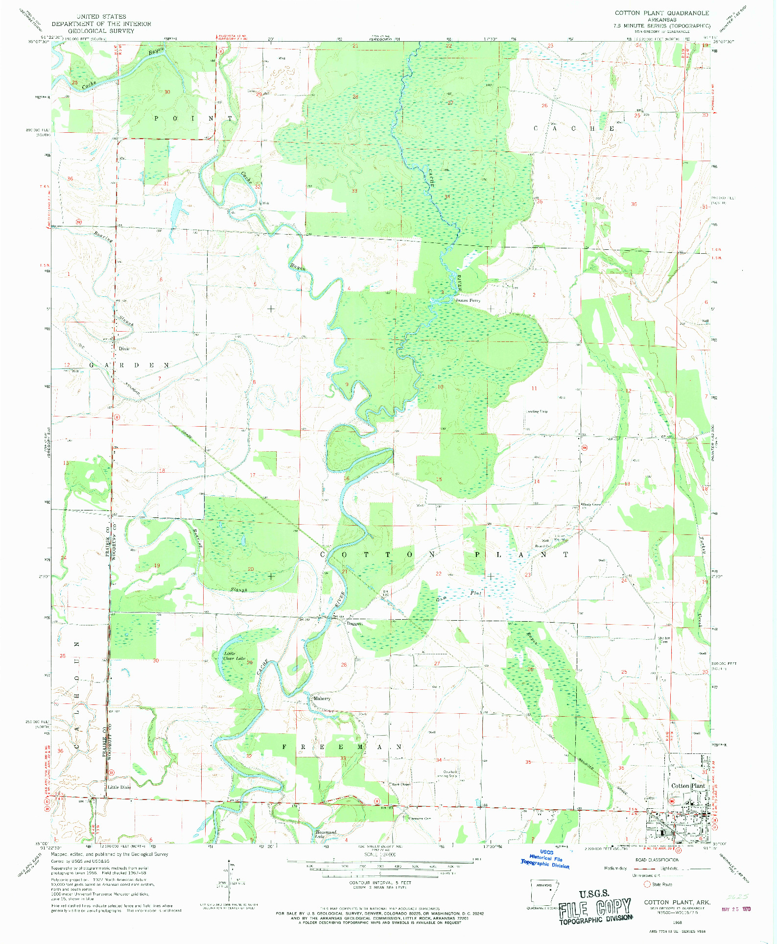 USGS 1:24000-SCALE QUADRANGLE FOR COTTON PLANT, AR 1968